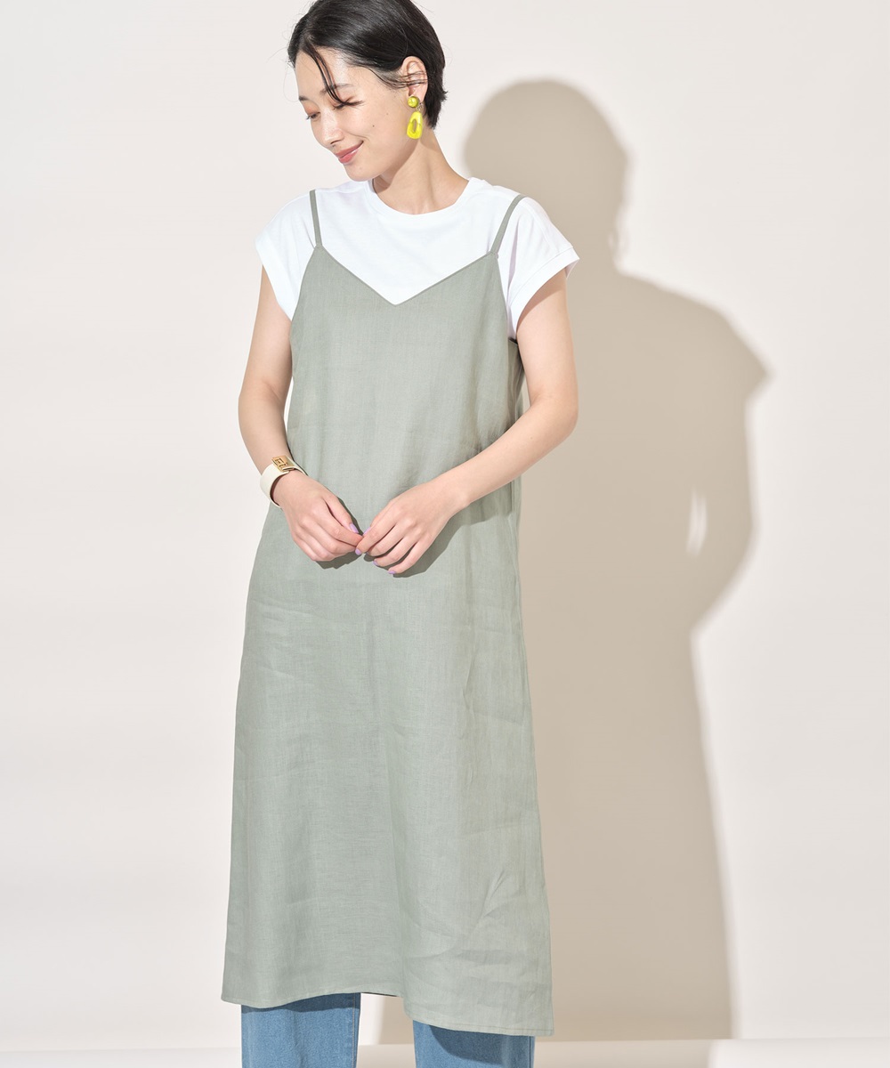 Tシャツ付きリネンキャミワンピース※一部店舗のみ入荷