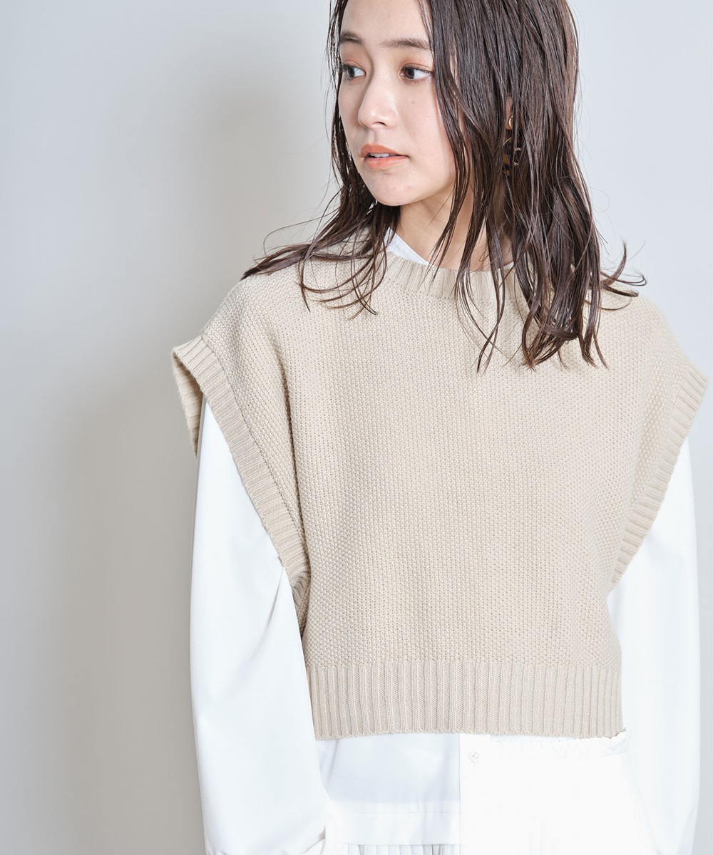 バルキー鹿の子編みショートトップス《一部店舗のみ入荷》