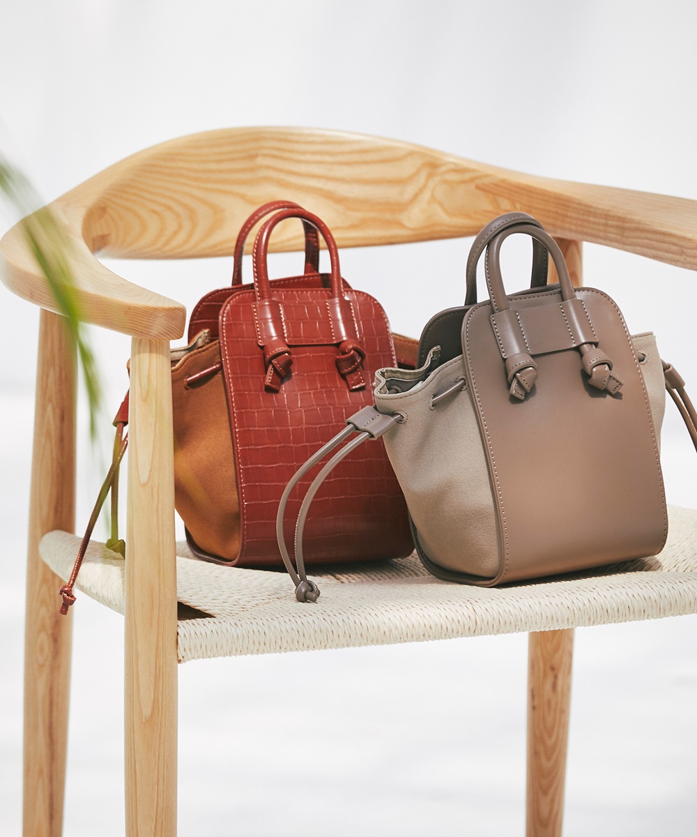 結びハンドルスエードコンビミニトート