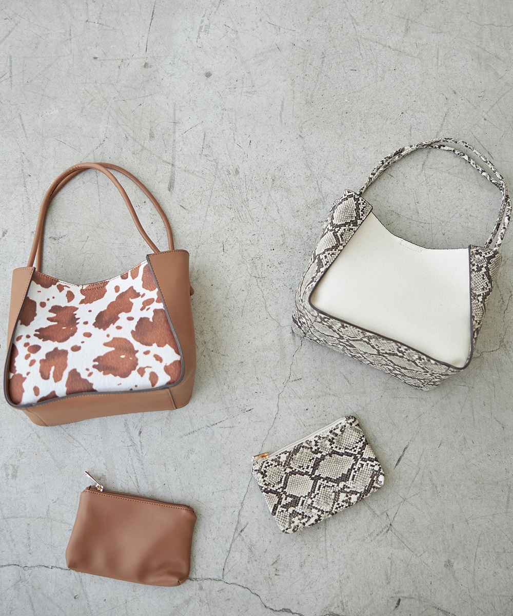 アソート素材コンビ結びディテールバッグ