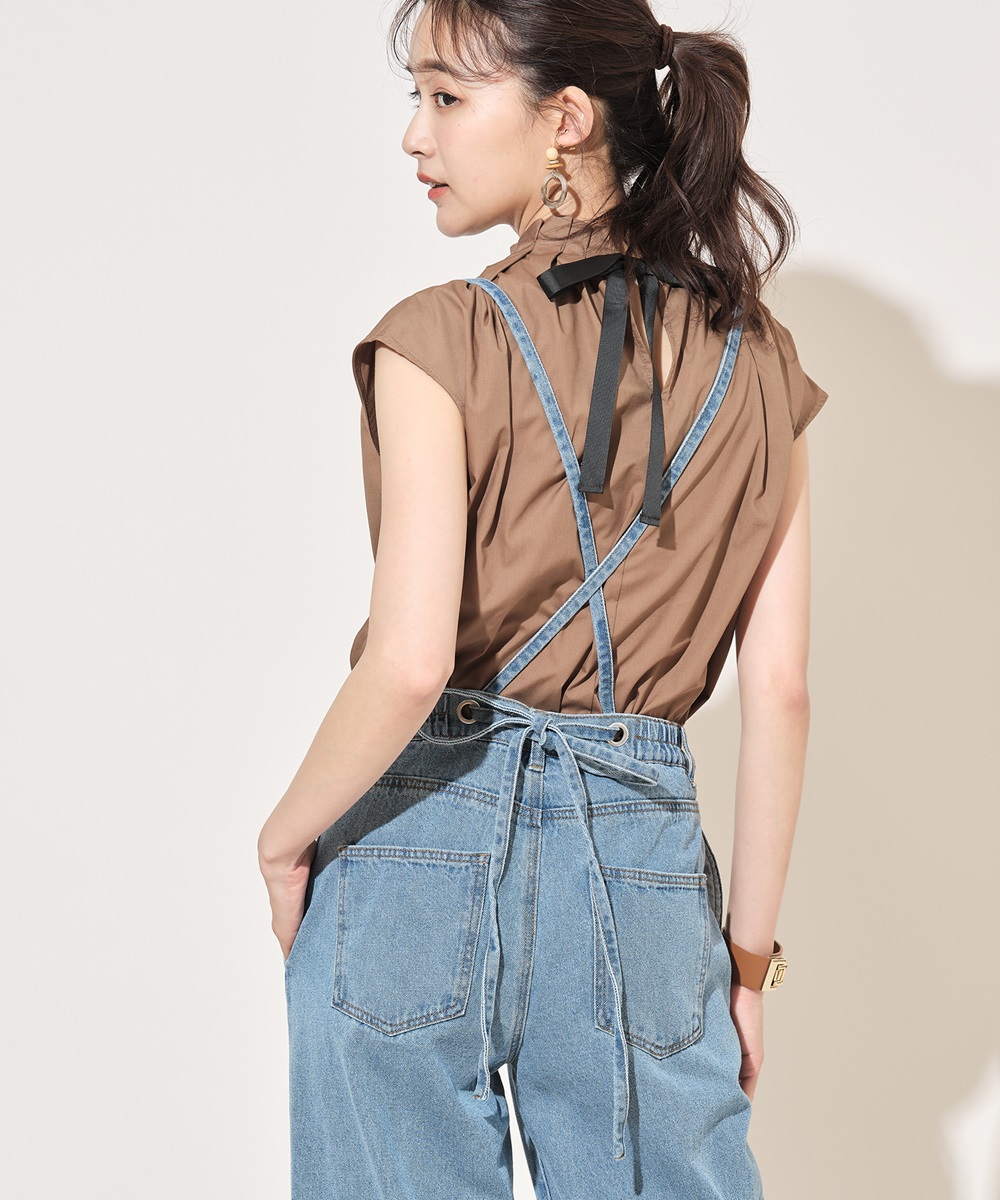 サスペンダー付きデニムパンツ※一部店舗のみ入荷