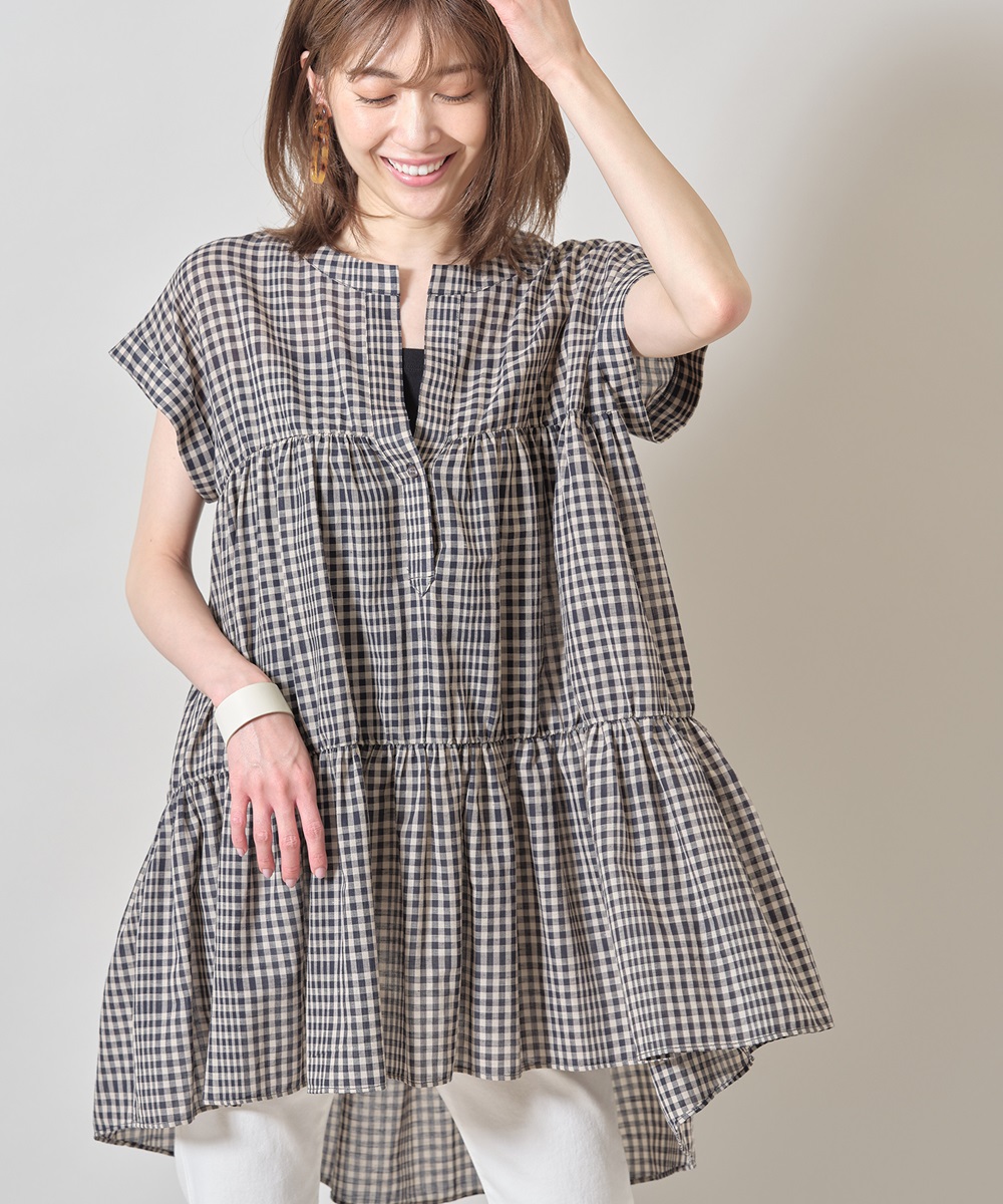 麻シアーローンティアードブラウス　※WEB Store限定再販