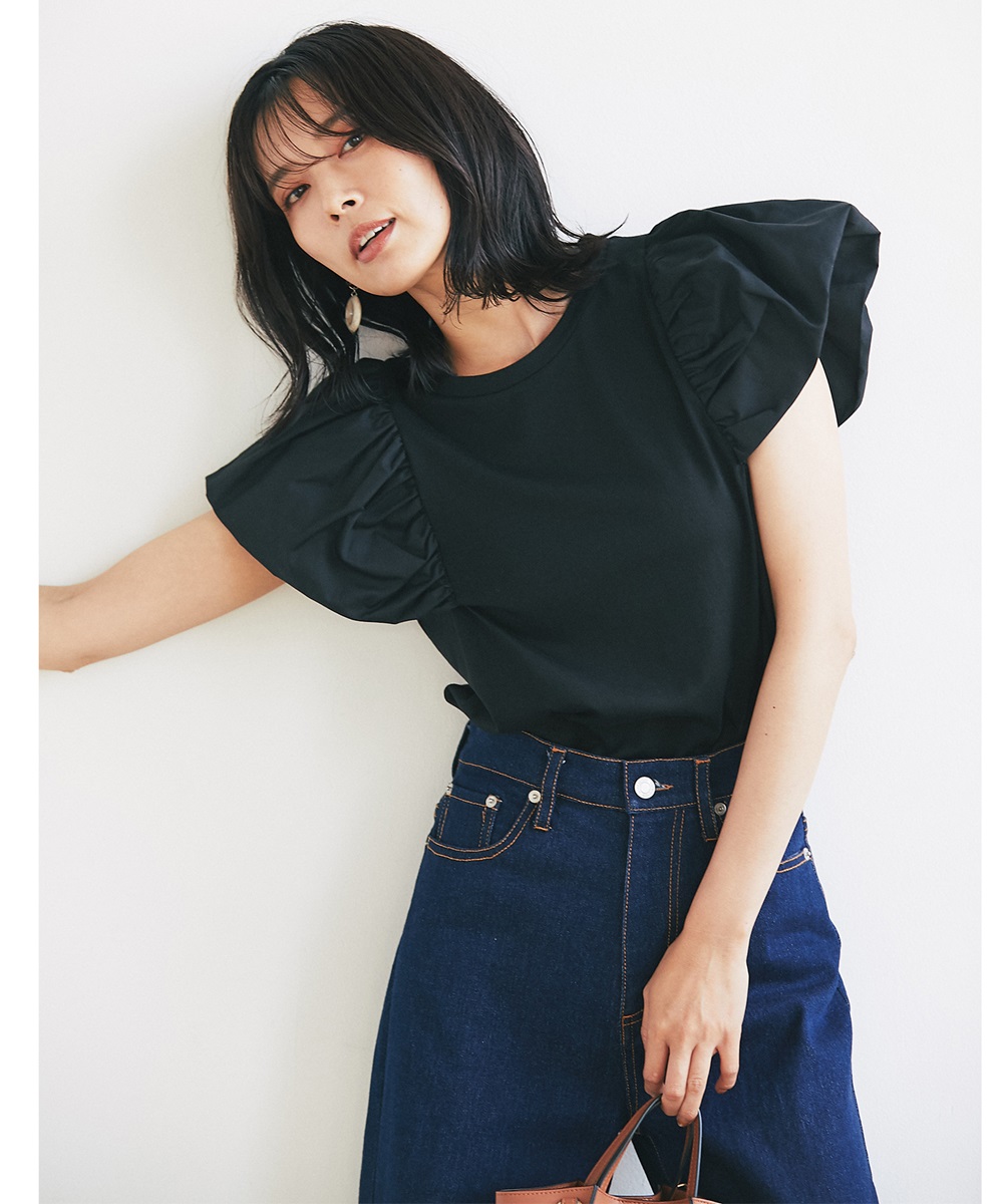 ギャザースリーブTシャツ※一部店舗のみ入荷