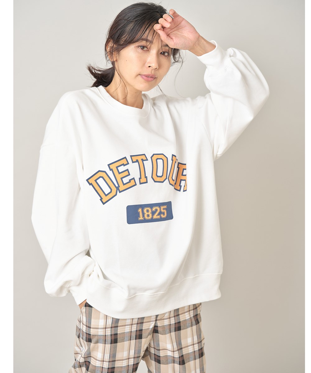 カレッジロゴプリント裏毛プルオーバー