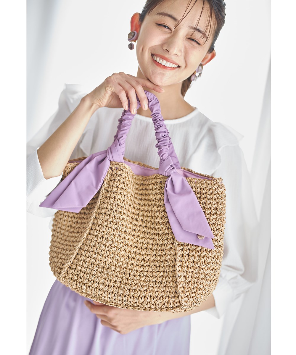 下がりリボンペーパー手編みトート※一部店舗のみ入荷