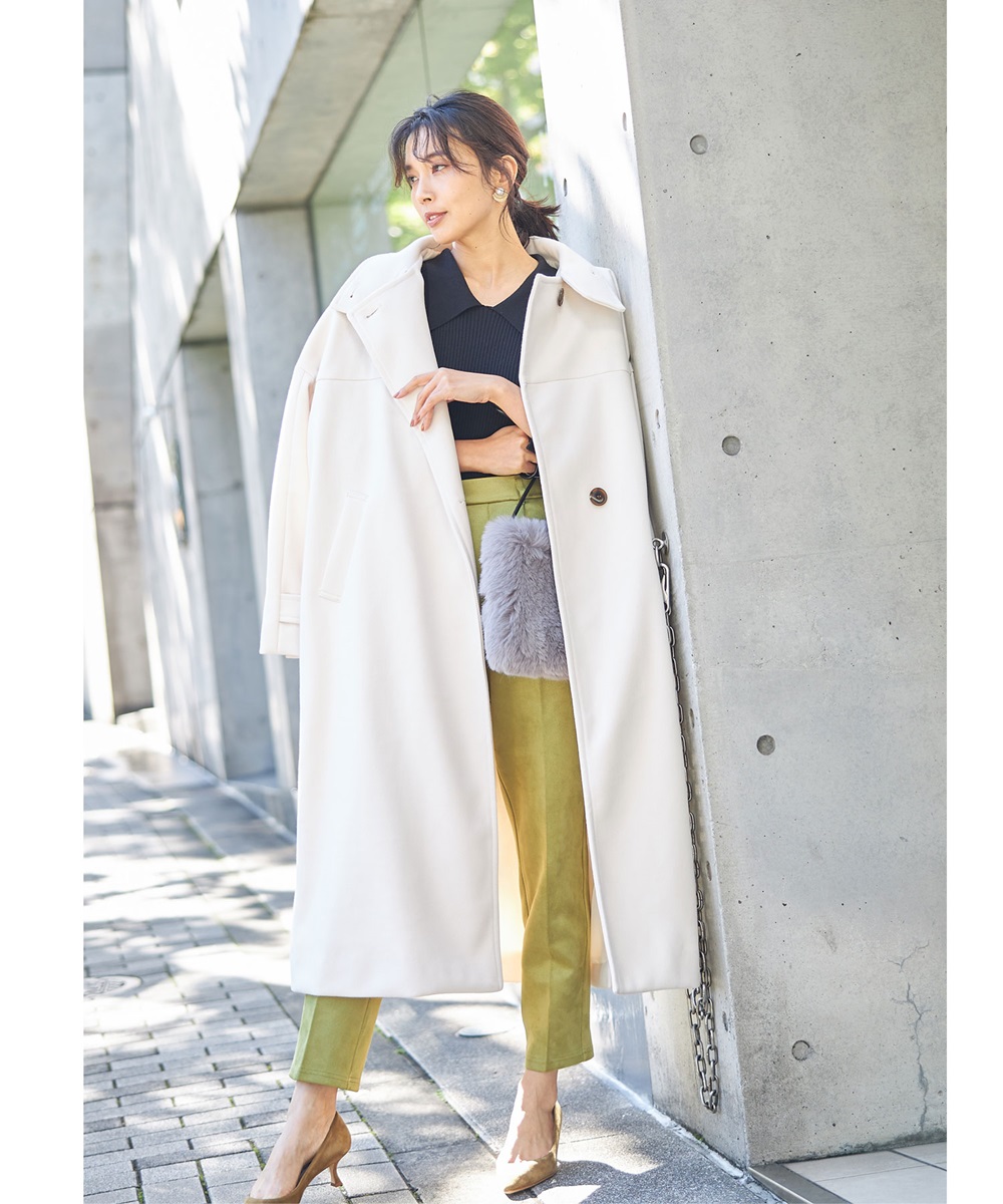 スエードポンチセンタープレステーパードパンツ