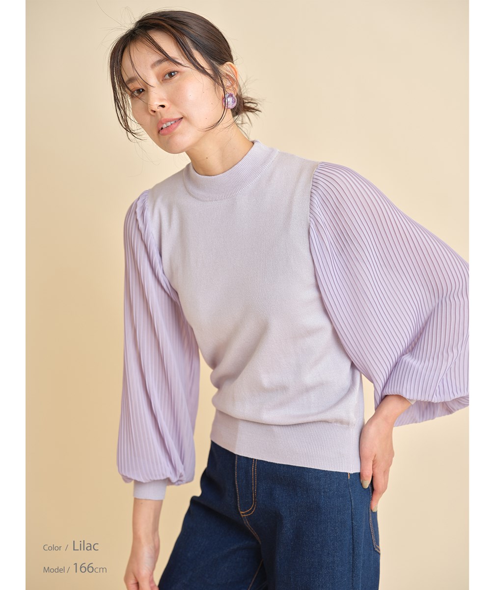 プリーツシフォンスリーブニット※一部店舗のみ入荷