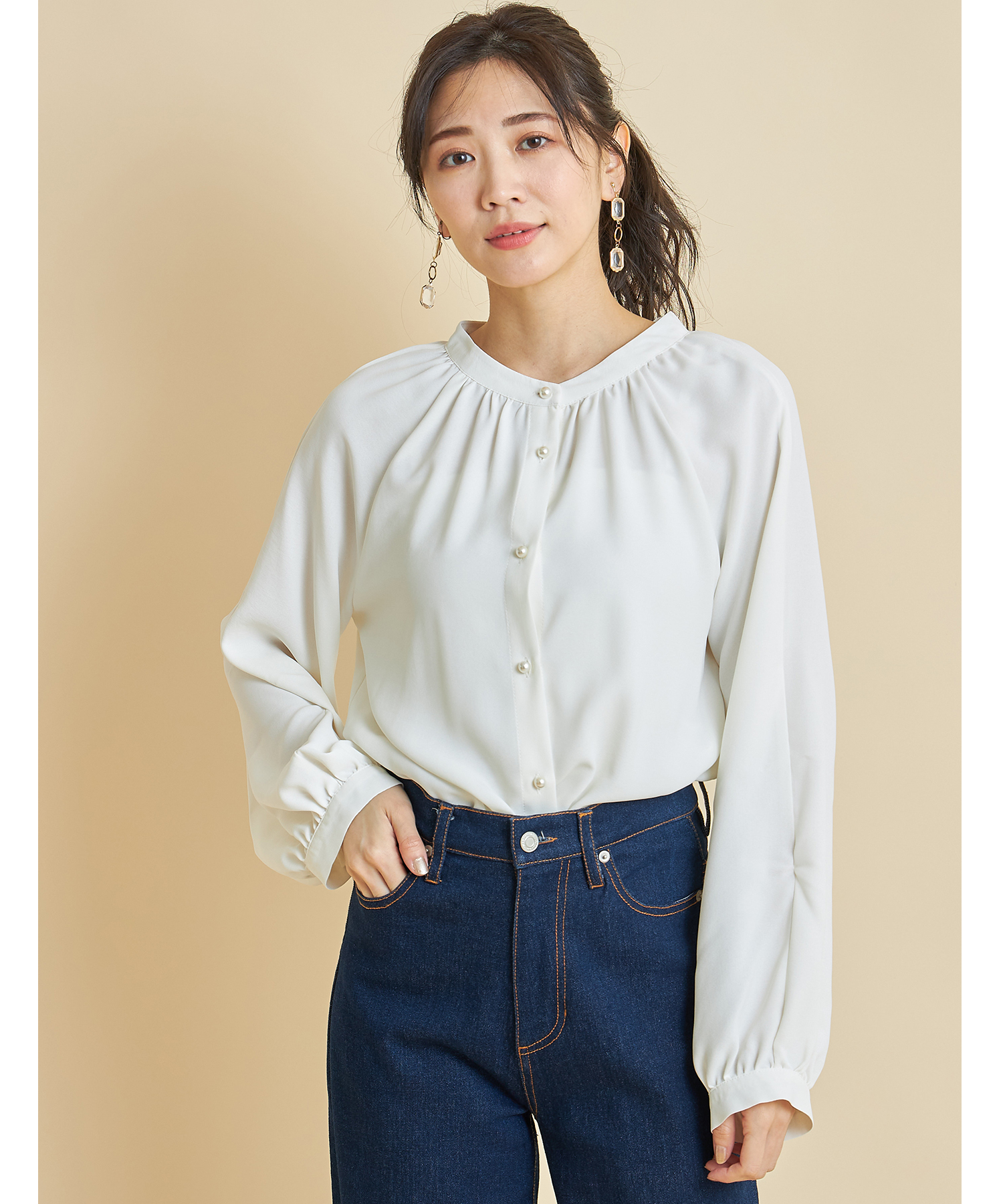 前後２WAY衿ギャザーブラウス※WEB Store限定販売