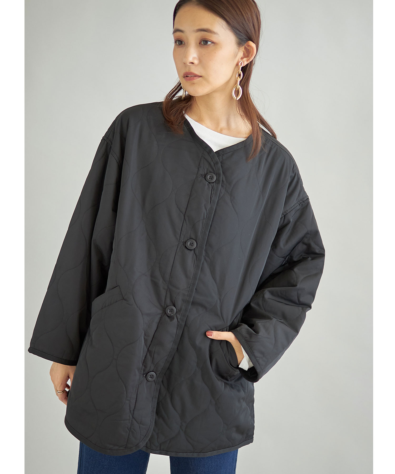 波キルトノーカラージャケット※一部店舗のみ入荷
