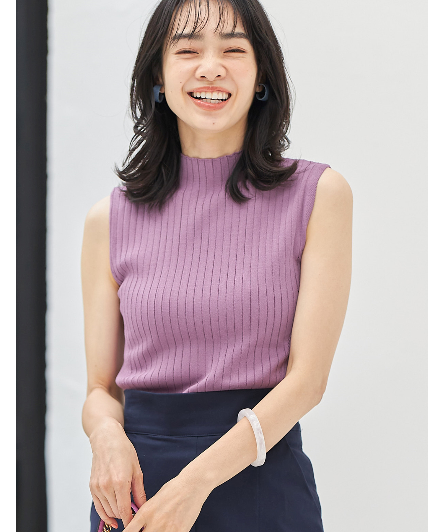 ダイバーニットワイドリブノースリーブ※WEB Store限定販売