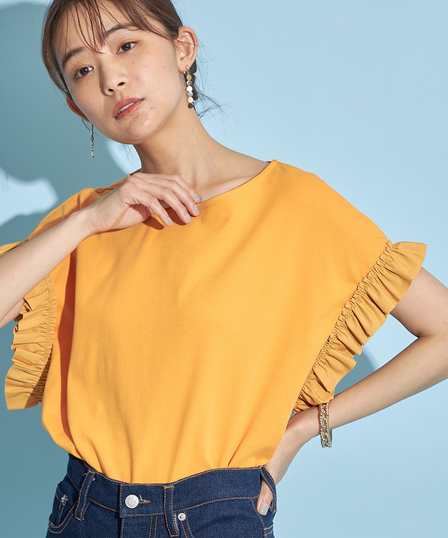 フリルスリーブTシャツ※一部店舗のみ入荷