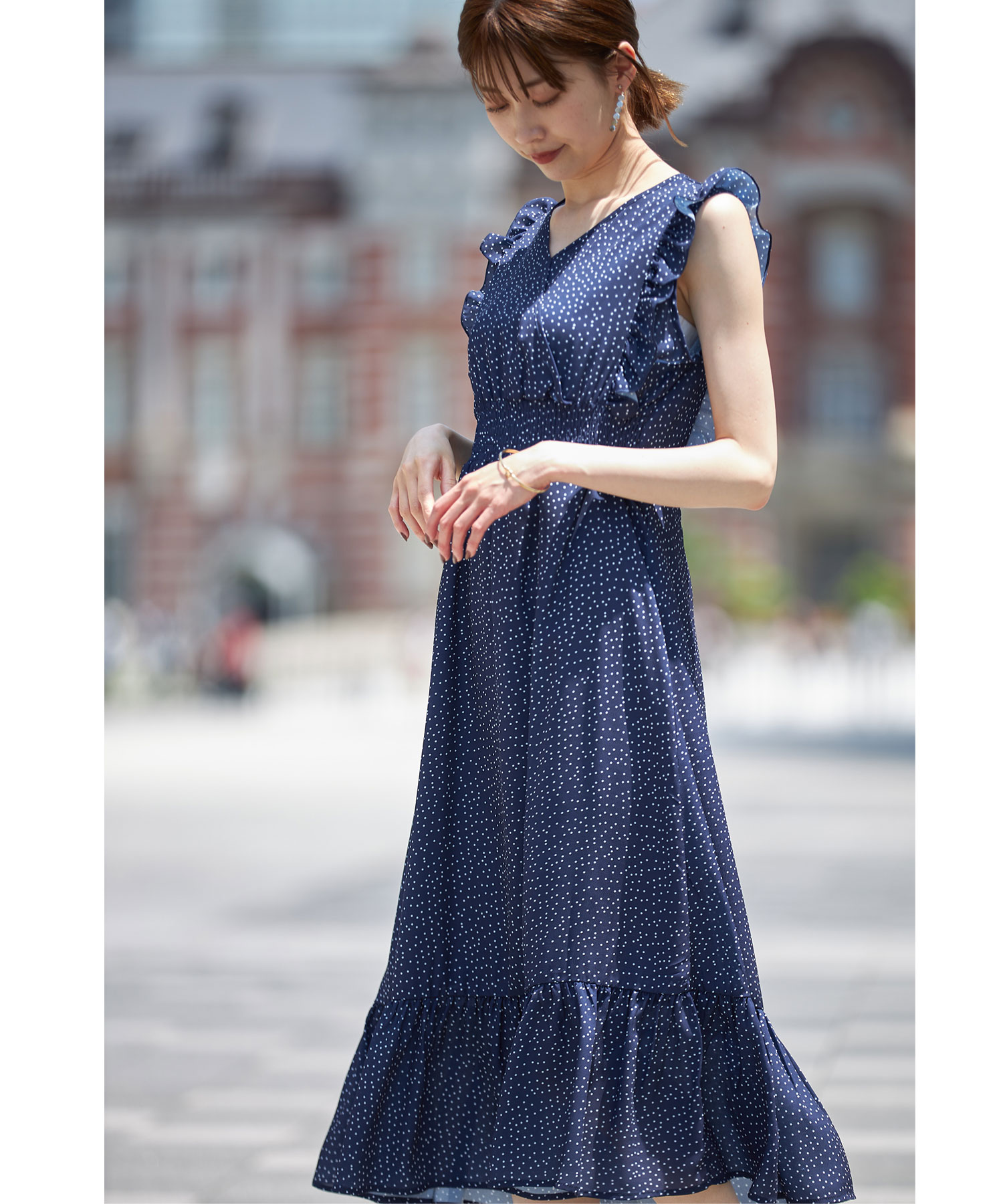 カシュクールドットフリルワンピース※WEB Store限定販売
