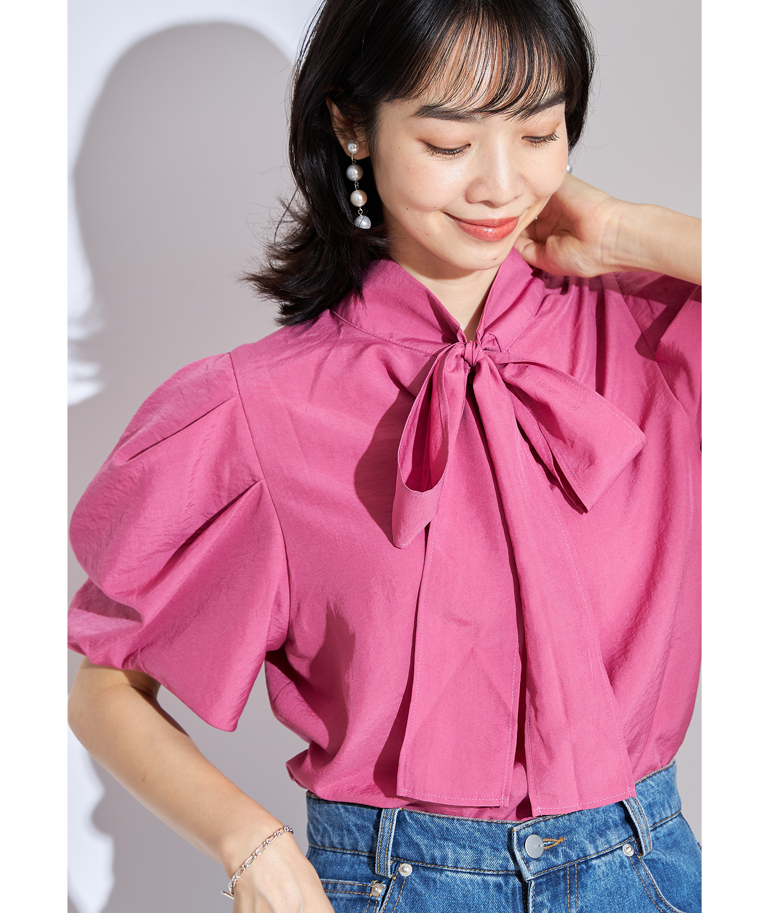 ２WAYハイネックボウタイブラウス※WEB Store限定販売