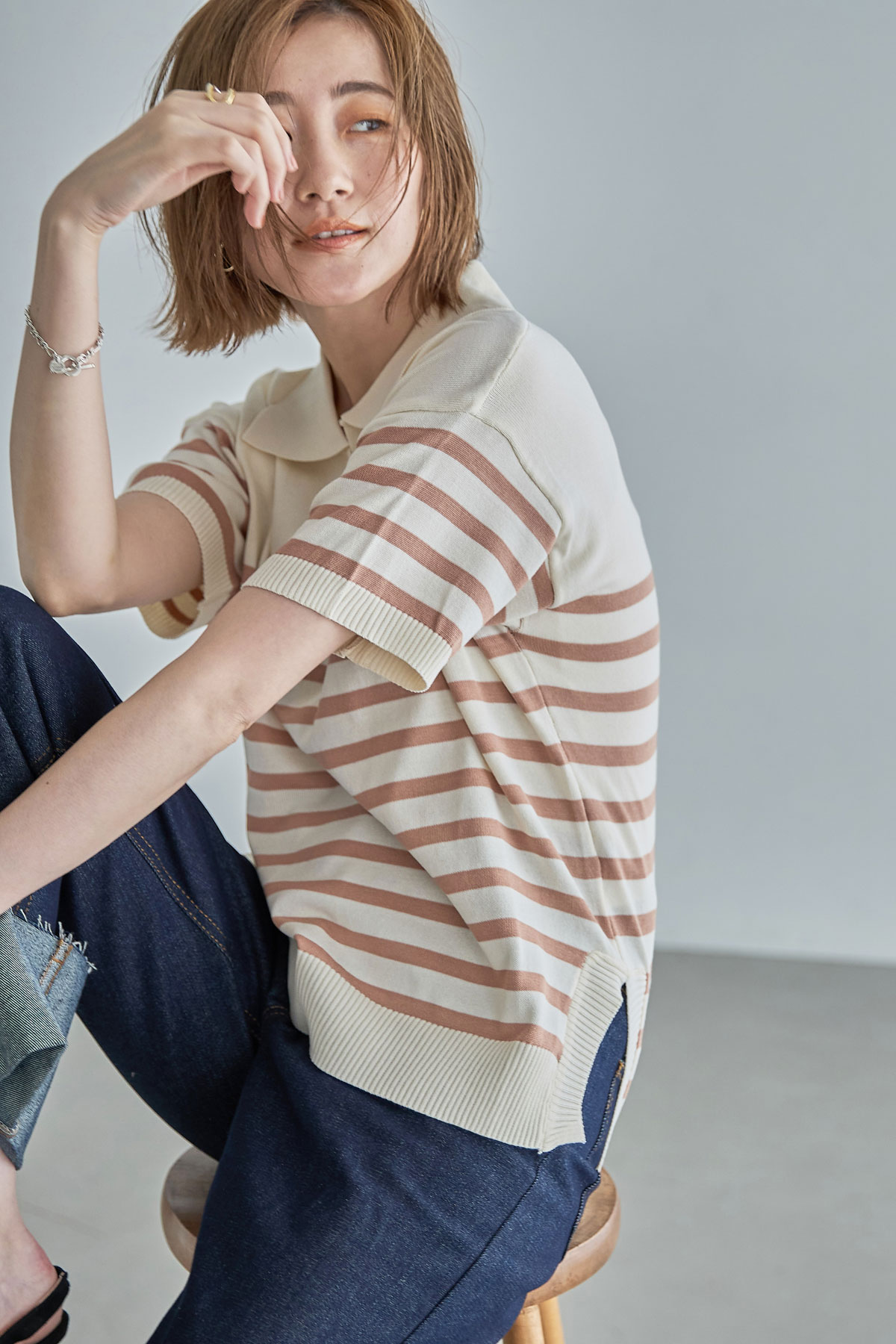 サイドスリットボーダーニット※一部店舗のみ入荷