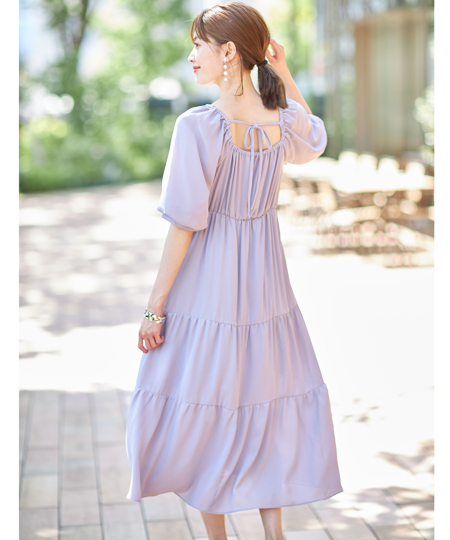 シャーリングティアードワンピース※WEB Store限定販売
