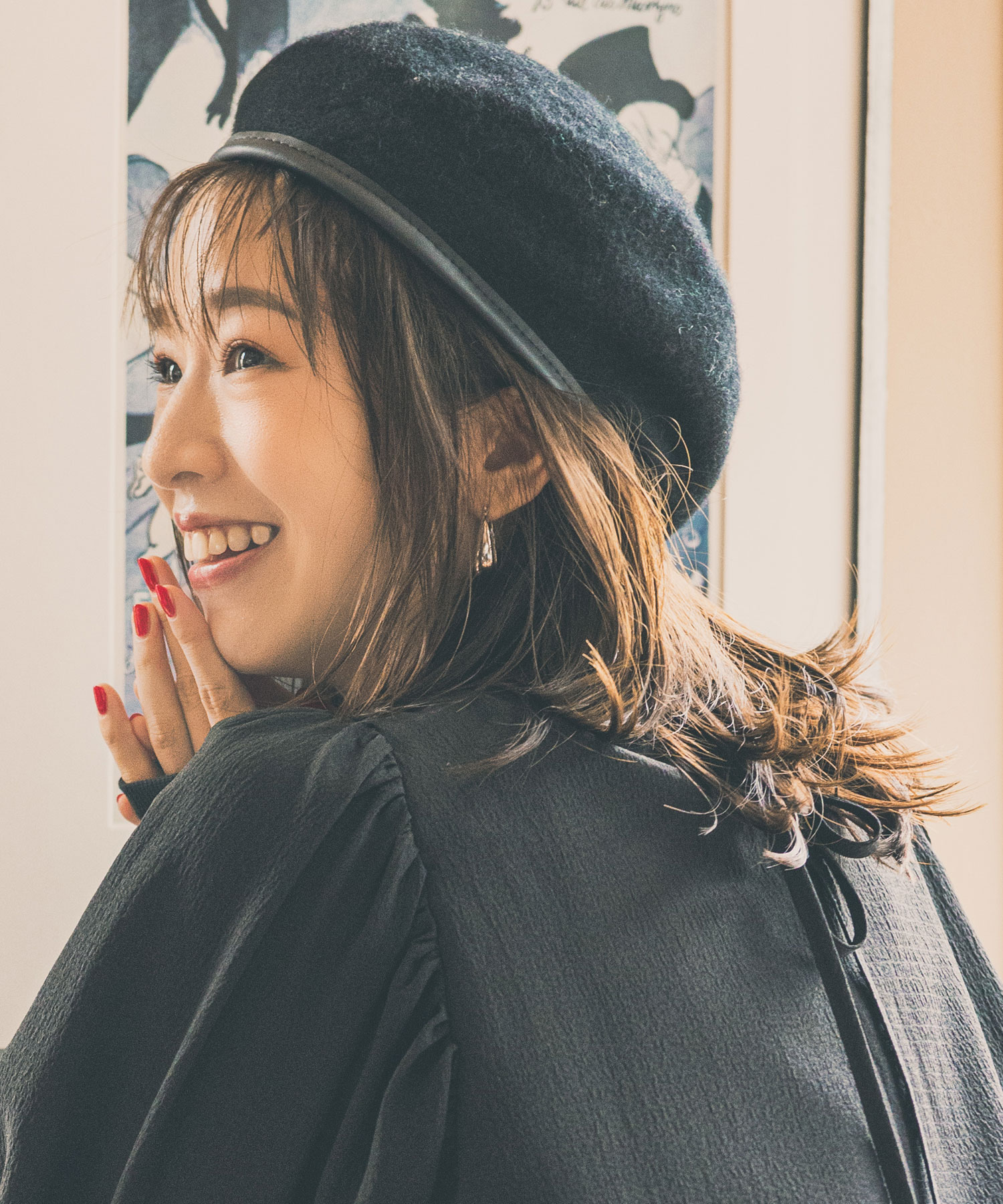 【石井亜美さん着用】【喜田彩子さん着用】【harさん着用】合皮パイピングフェルトベレー※一部店舗のみ入荷