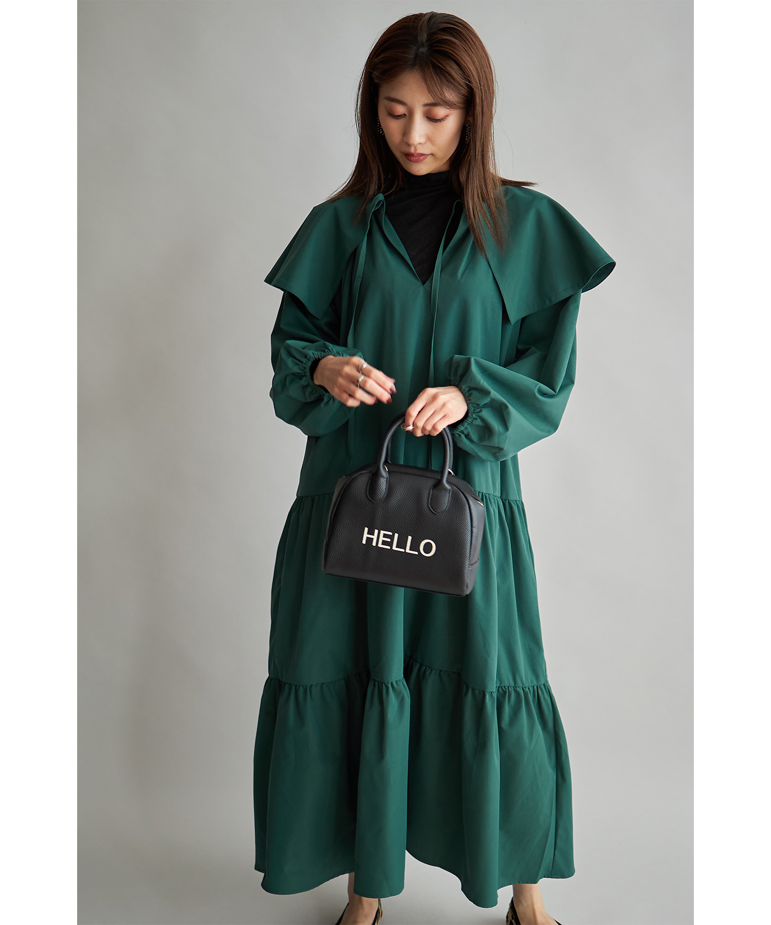 【WEB限定】ビックカラーティアードワンピース