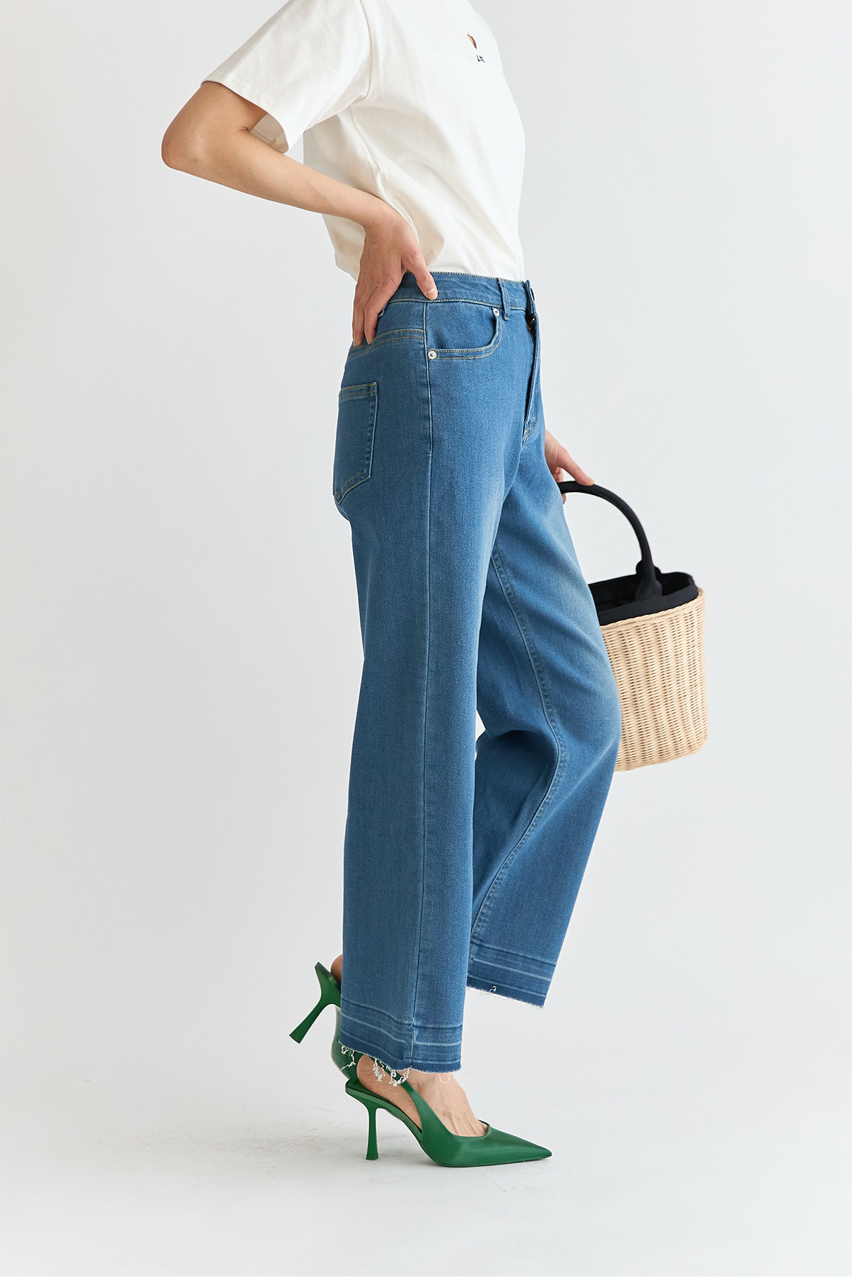 【WEB限定】レーヨンデニムバギーパンツ