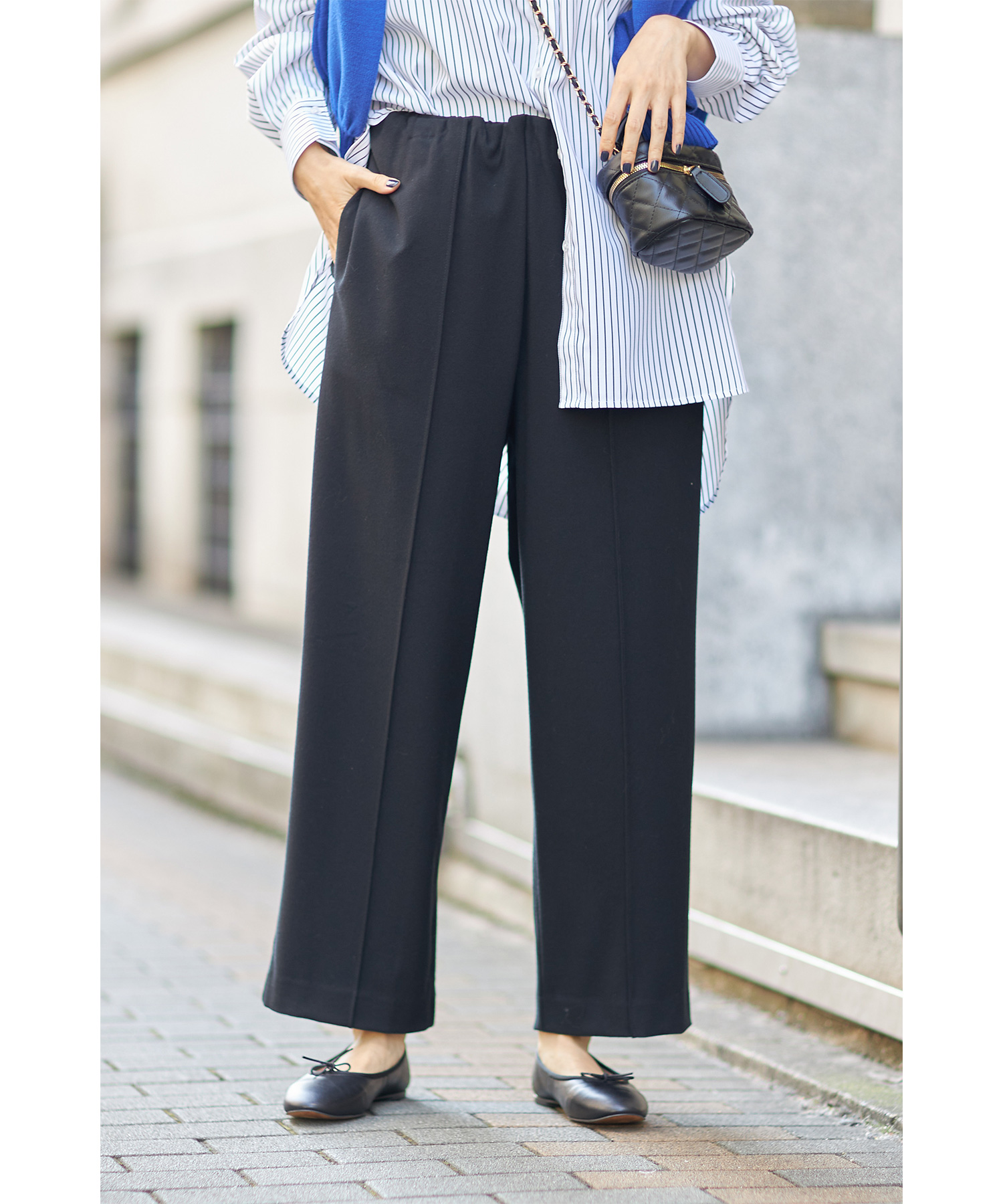 【WEB限定】ストレッチ両面微起毛ストレートパンツ