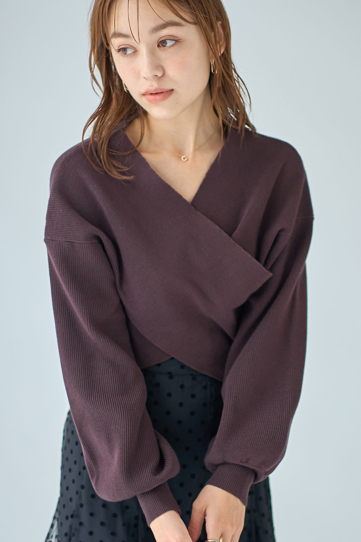カシュクールニットトップス※一部店舗のみ入荷