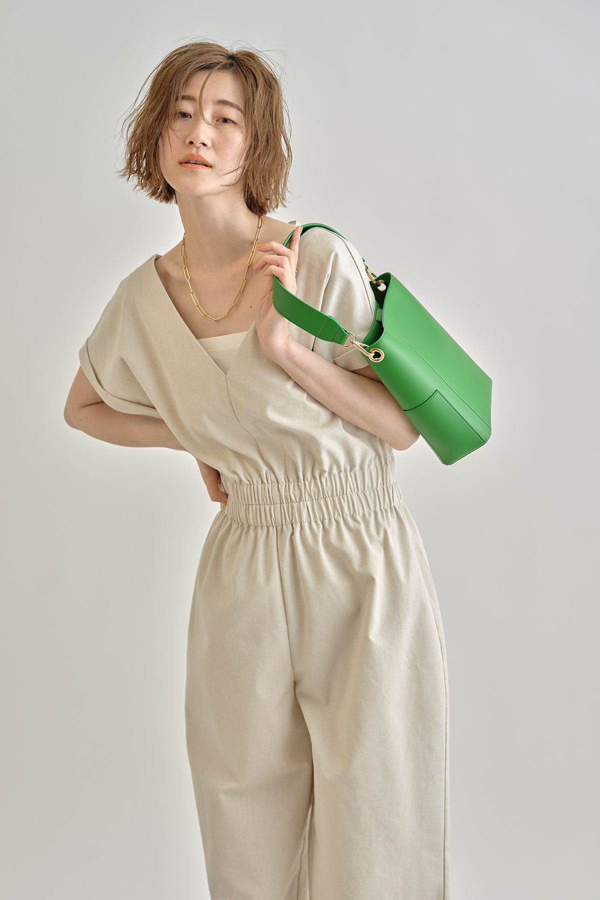 【WEB限定】Vネックオールインワン