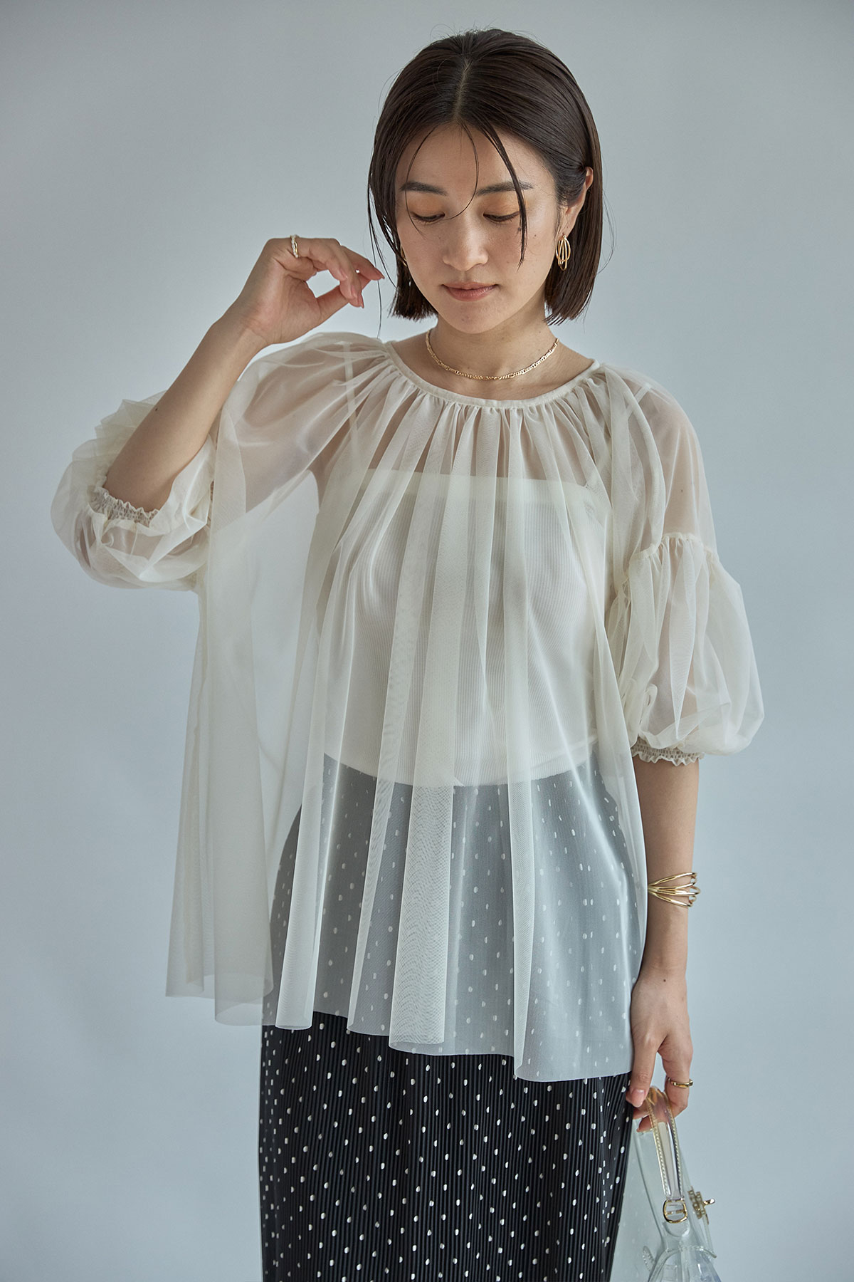 【WEB限定】チュールレイヤードトップス