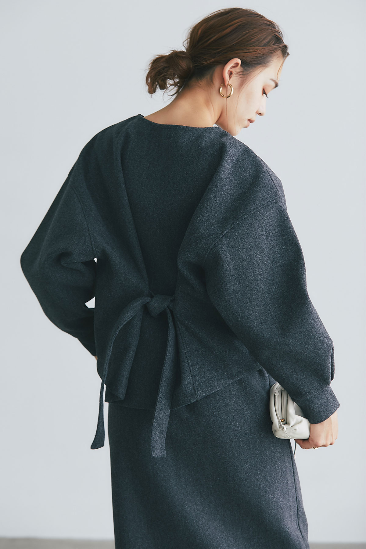 【WEB限定】メルトン後ろリボンプルオーバー