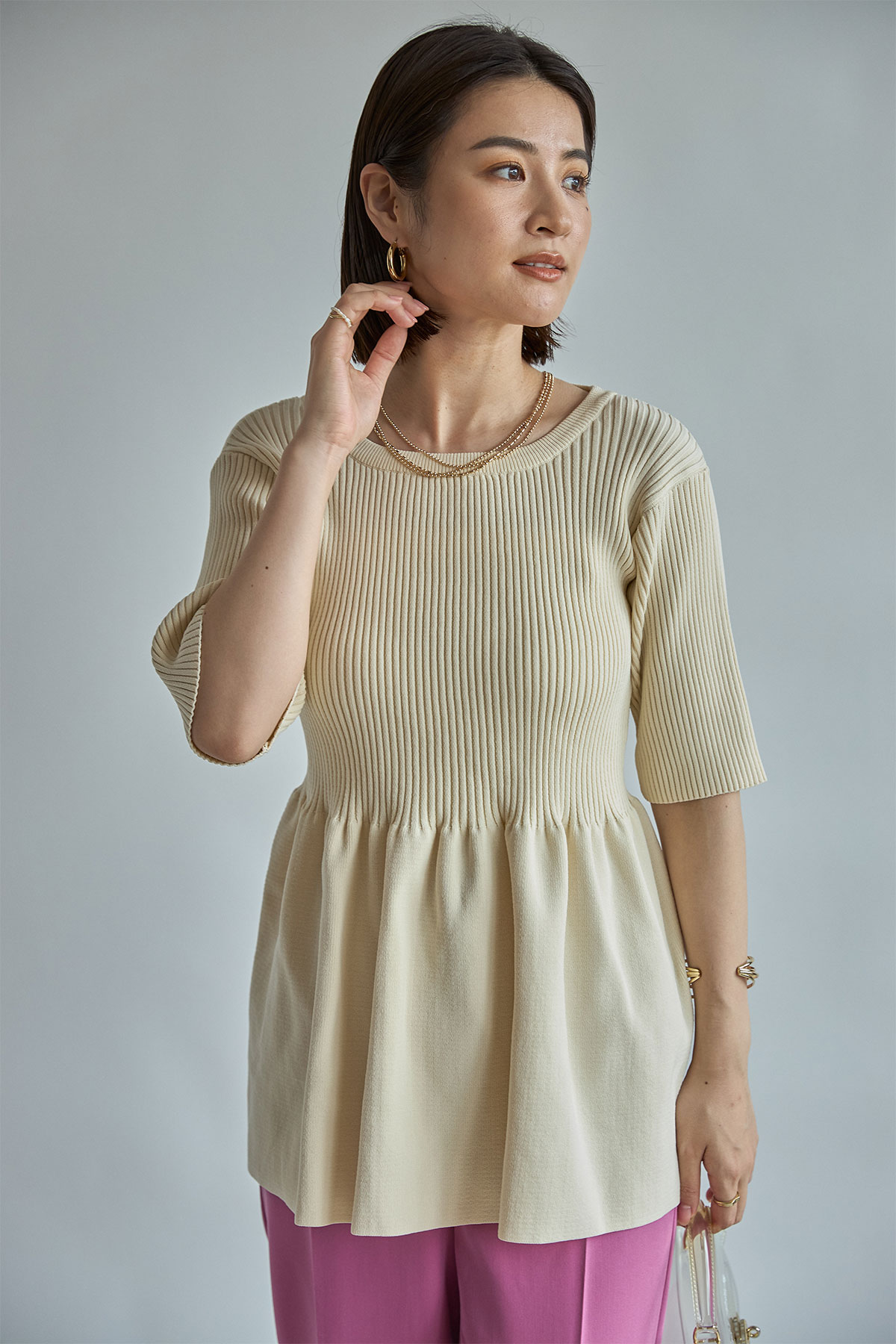 【WEB限定】リブペプラムプルオーバー