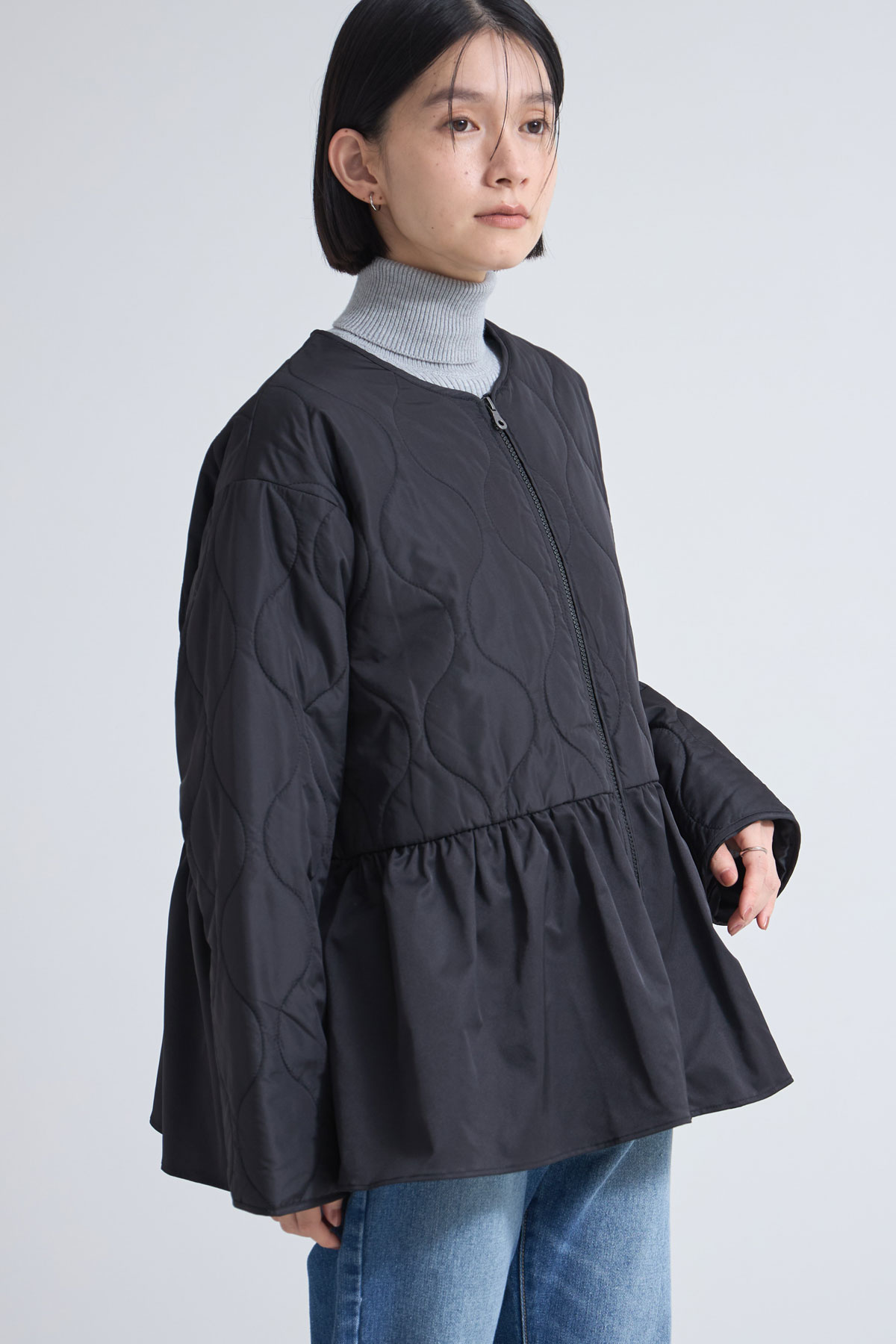 ペプラムキルティングショートコート※一部店舗のみ入荷