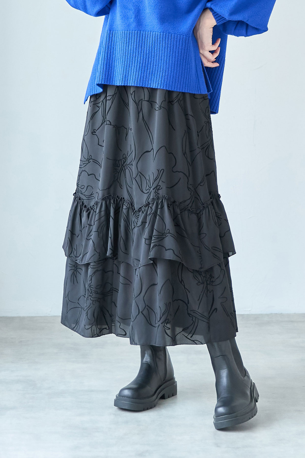 【SALE】【WEB限定】フロッキーラインフラワースカート＊SALE品につき返品/交換/注文確定後の変更キャンセル不可＊