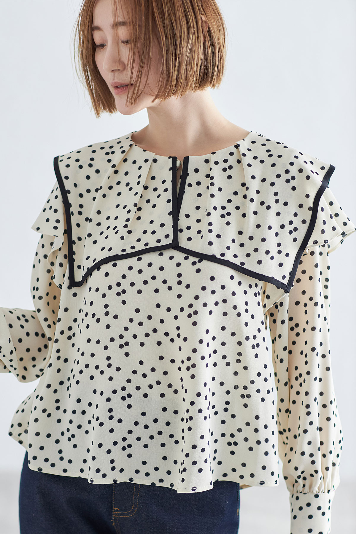 9月30日オフィシャルサイト限定少量再販！配色ビッグカラーブラウス