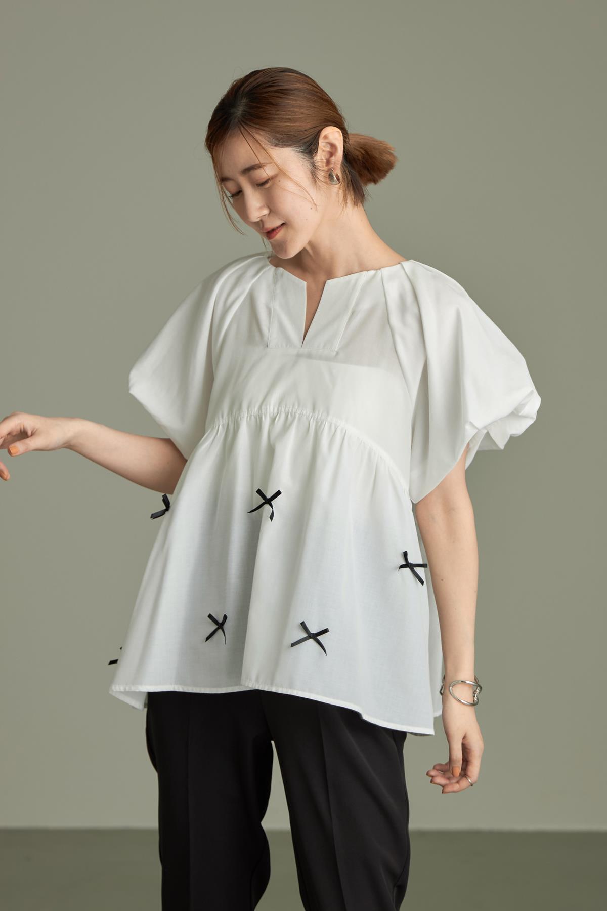 【WEB限定】リボンティアードキーネックチュニック