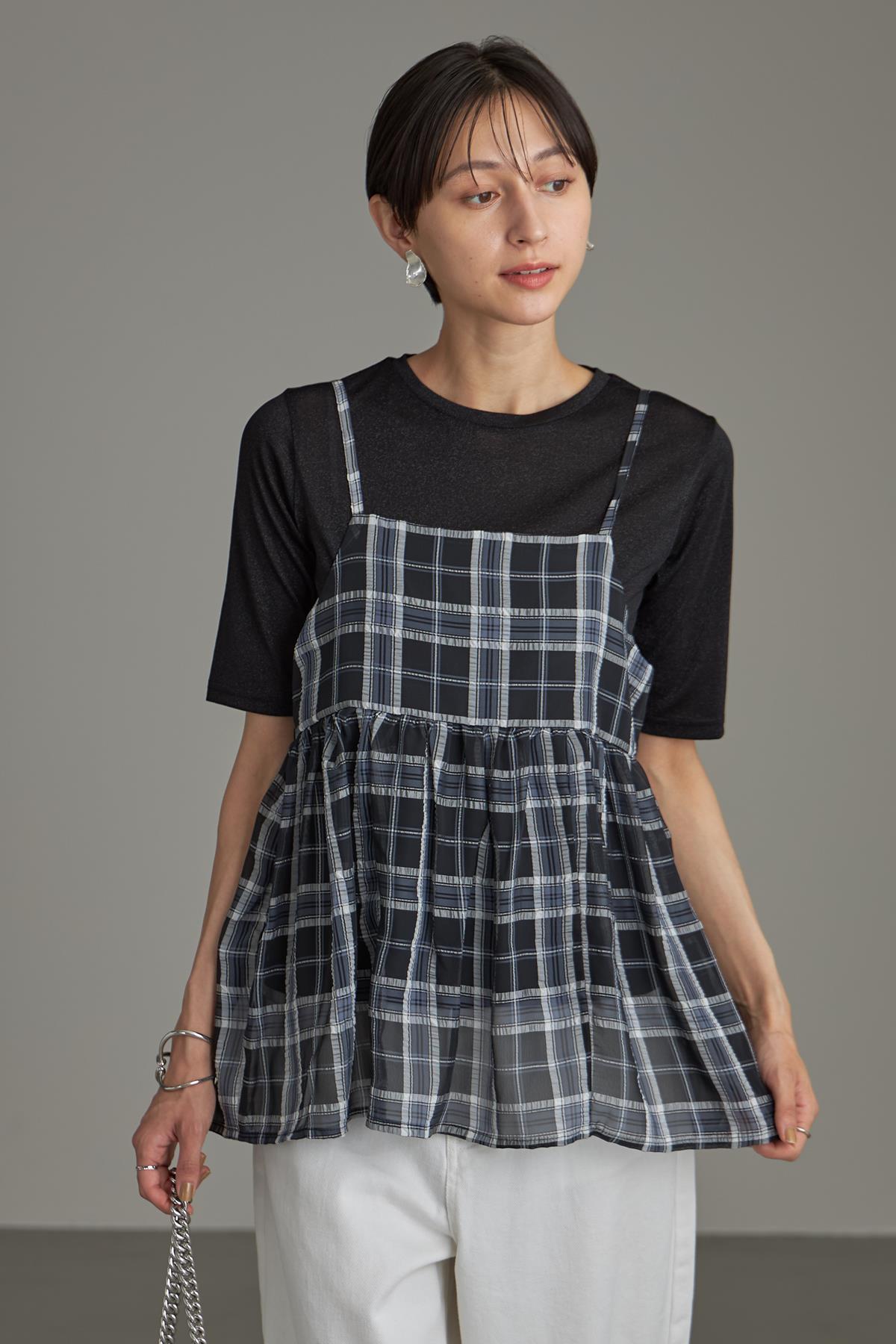 【3/15 SpringSALE】【WEB限定】シアーチェックキャミソール＊SALE品につき返品/交換/注文確定後の変更キャンセル不可＊