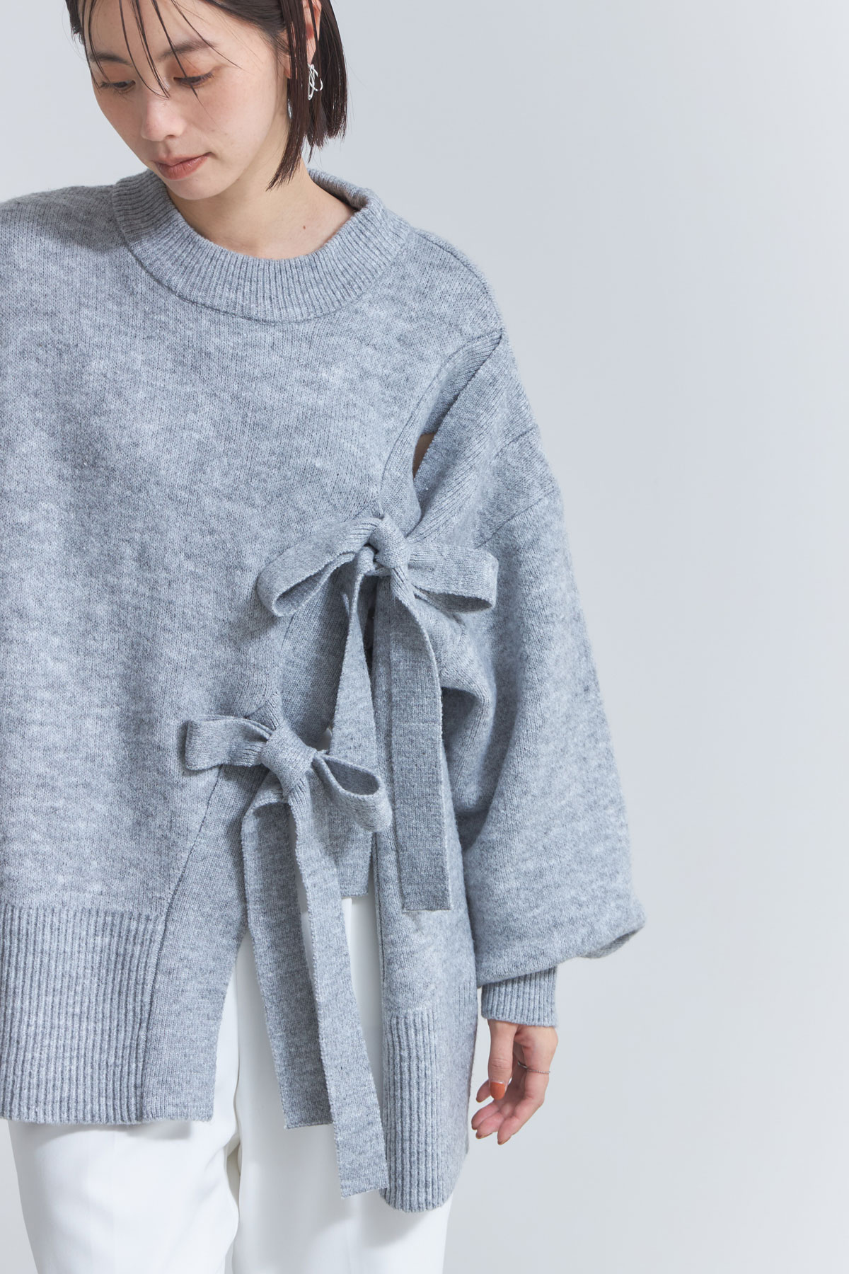 【SALE 拡大！】リボンデザインニットプルオーバー＊SALE品につき返品/交換/注文確定後の変更キャンセル不可＊