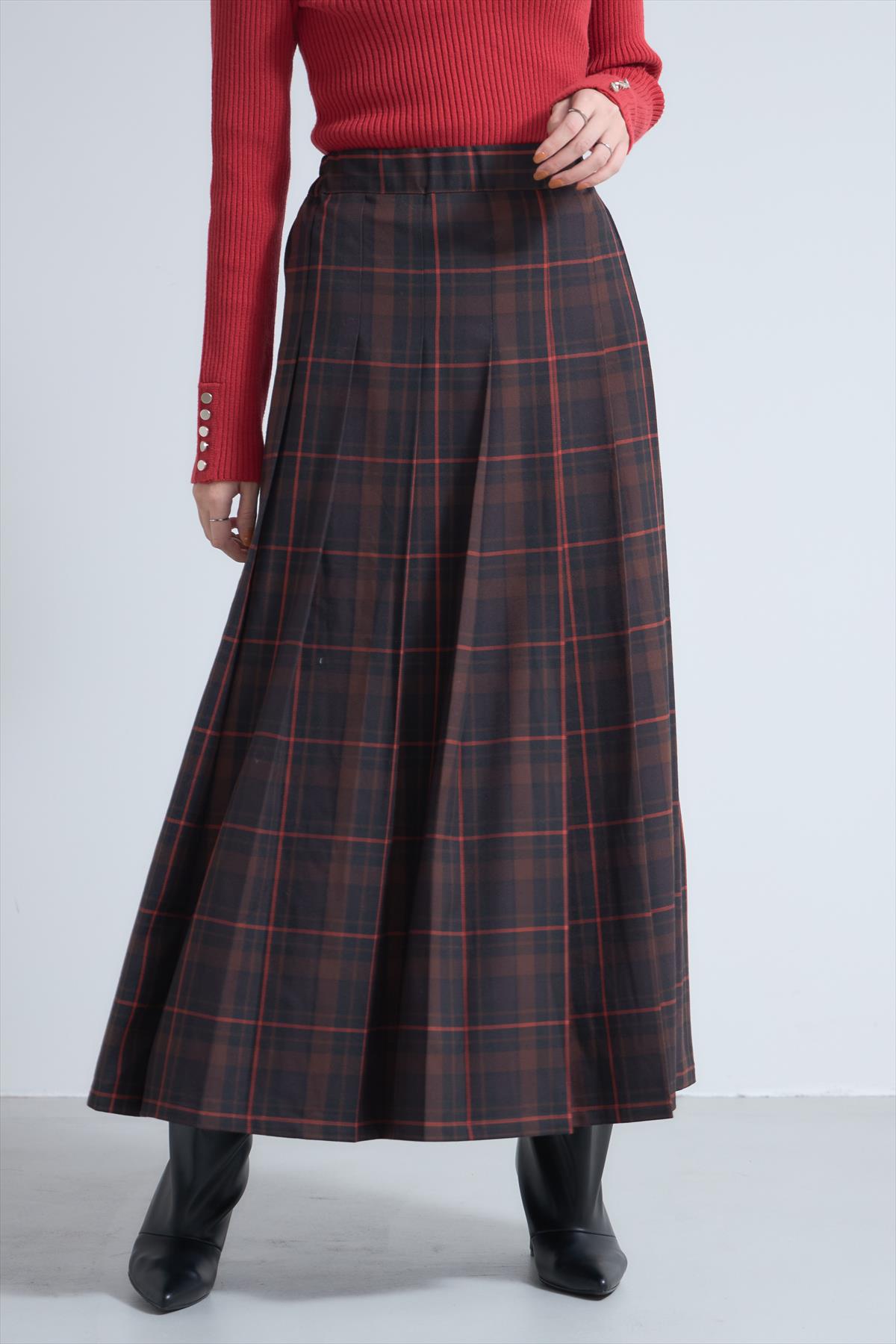先染めチェックタックプリーツスカート※一部店舗のみ入荷