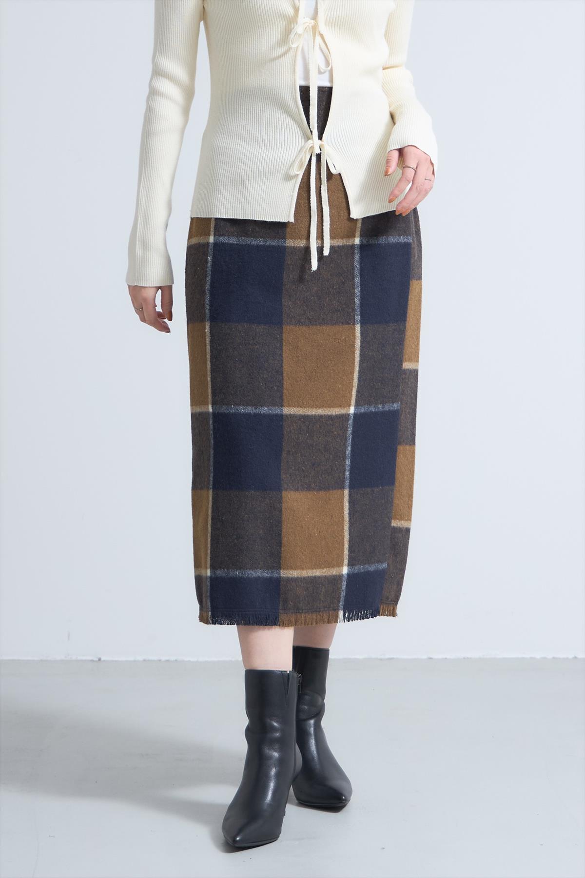 モッサ先染めチェックタイトスカート※一部店舗のみ入荷