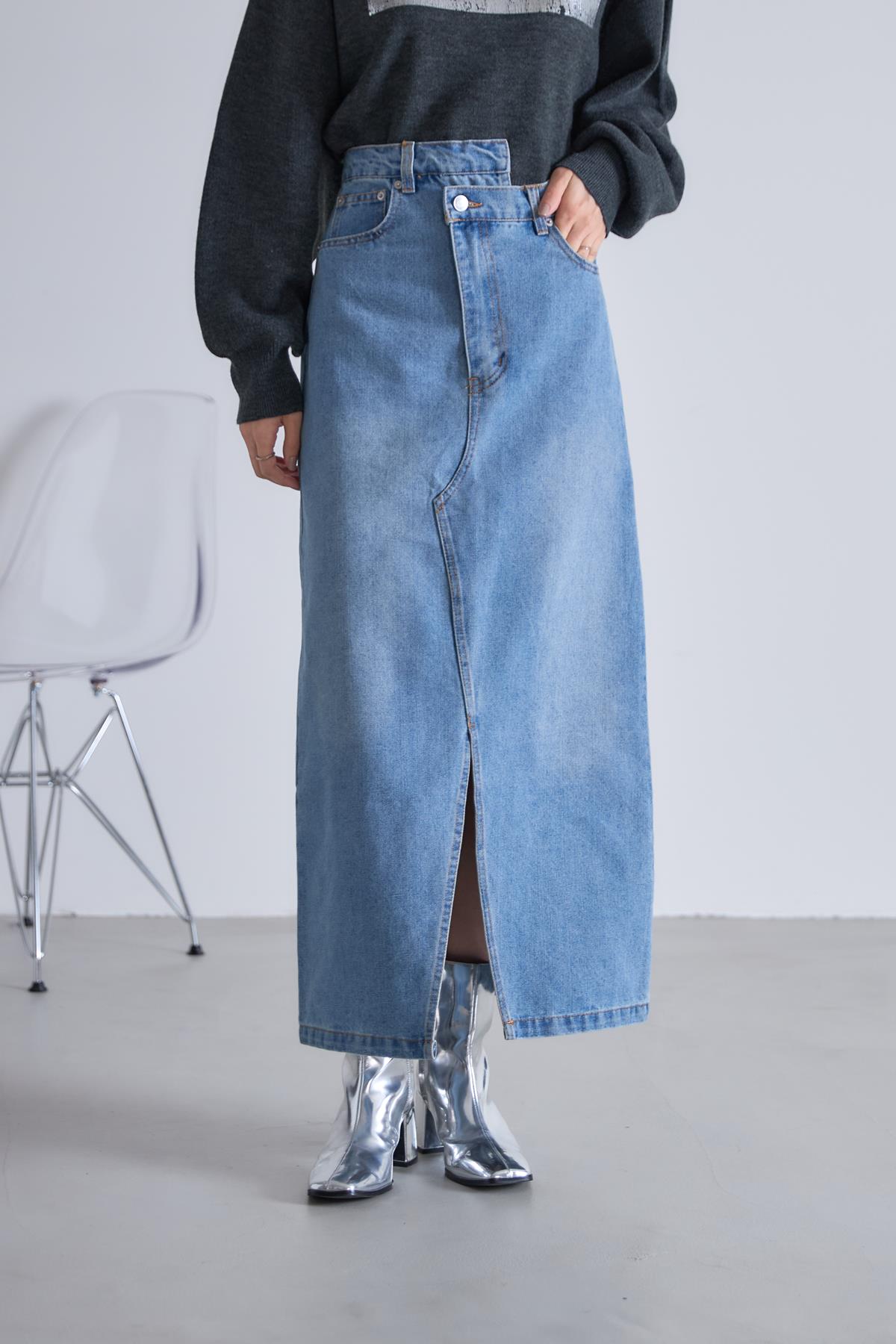 ウエストアシメデニムスカート※一部店舗のみ入荷