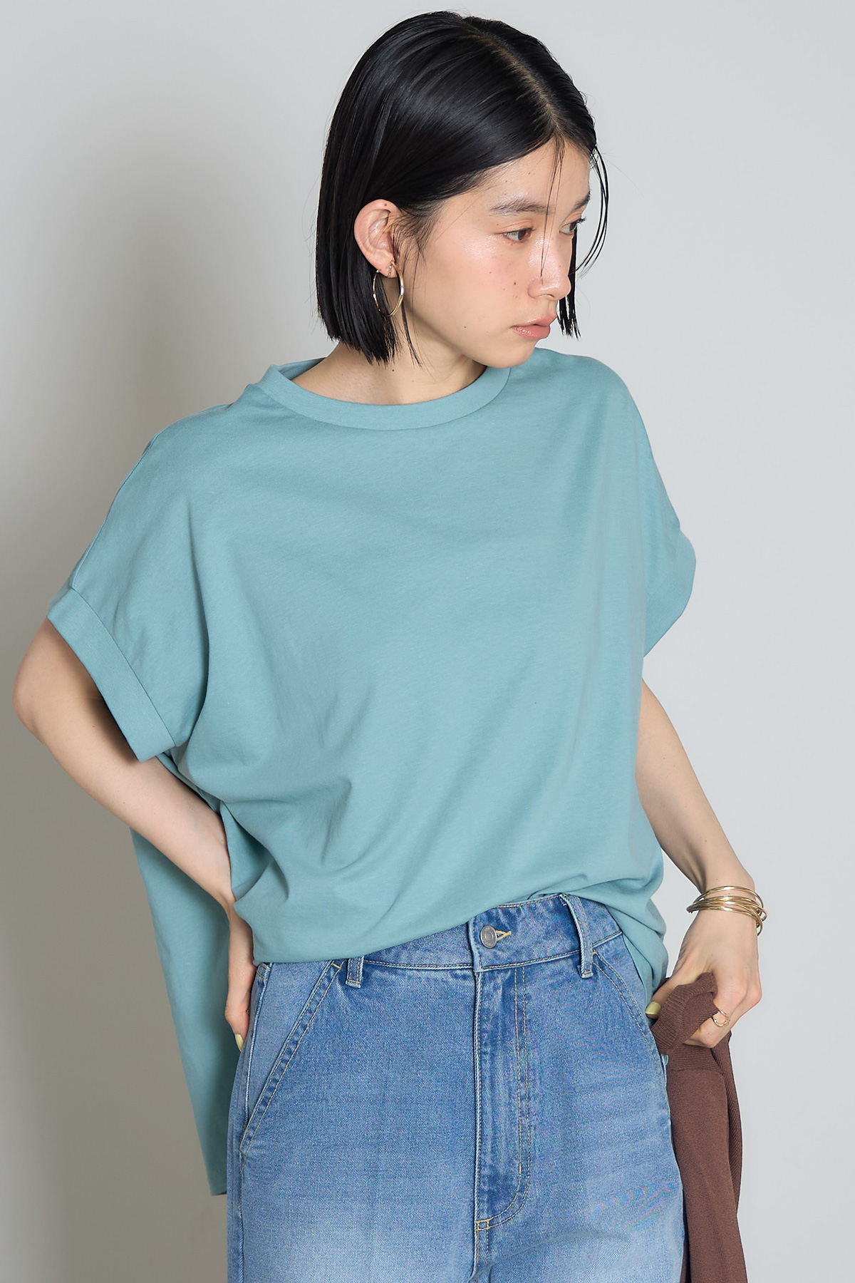 【接触冷感】天竺コットンハーフスリーブTシャツ※一部店舗のみ入荷