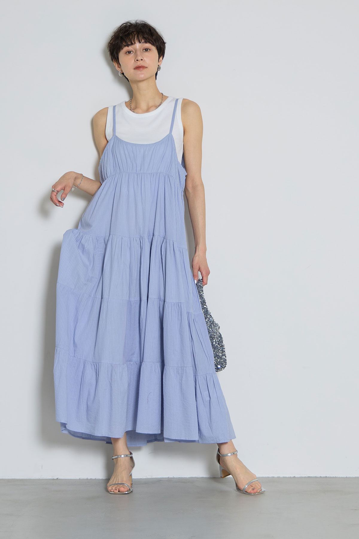 ストライプドビーコットンワンピース※一部店舗のみ入荷