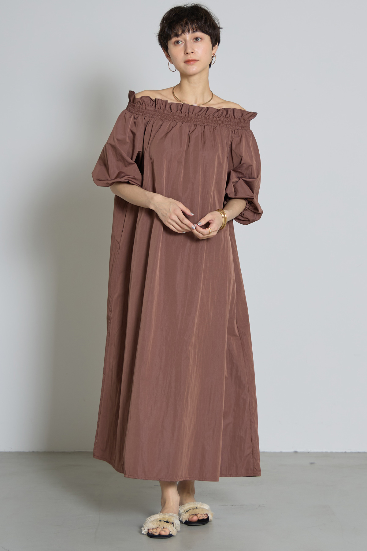 【SALE】【WEB限定】オフショルタフタワンピース＊SALE品につき返品/交換/注文確定後の変更キャンセル不可＊