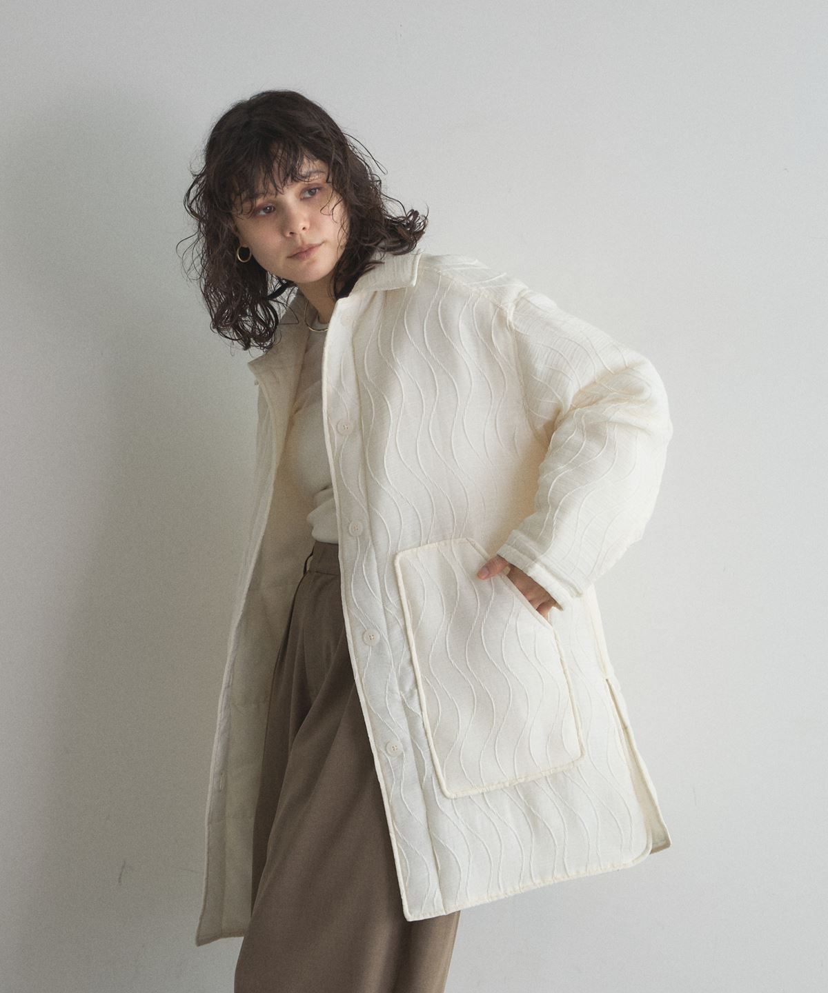 【AW SALE】ウェーブ中綿ライトコート＊SALE品につき返品/交換/注文確定後の変更キャンセル不可＊
