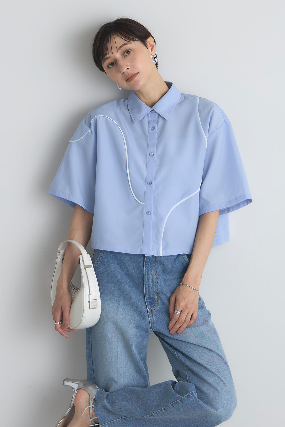 ラインパイピングショートシャツ※一部店舗のみ入荷