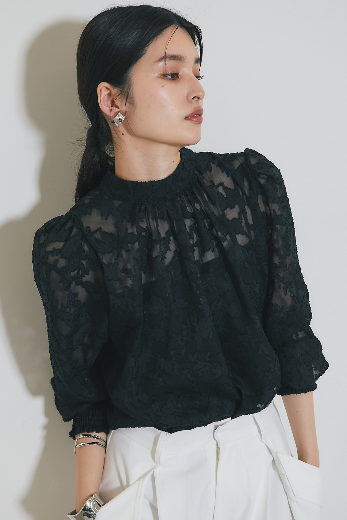 【WEB限定】レースジャガードトップス