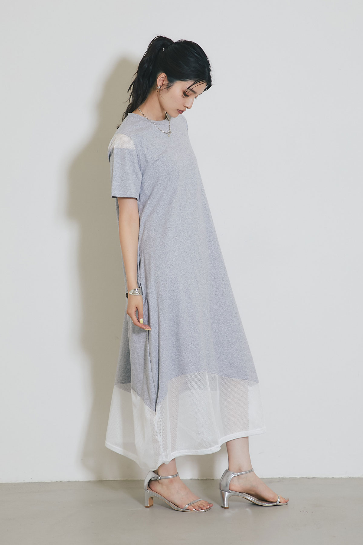 【WEB限定】メッシュ切替カットソーワンピース