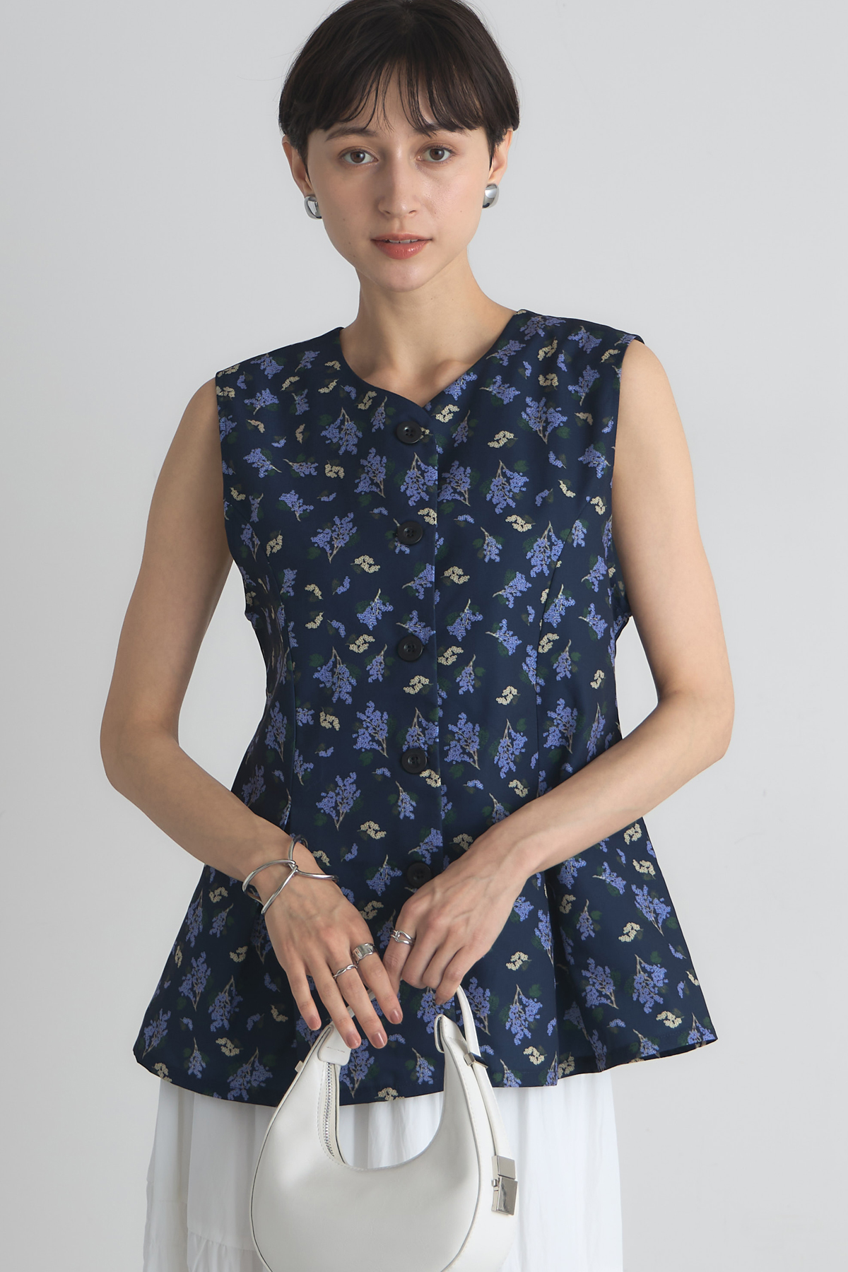 ミモザフラワープリントジレ※一部店舗のみ入荷