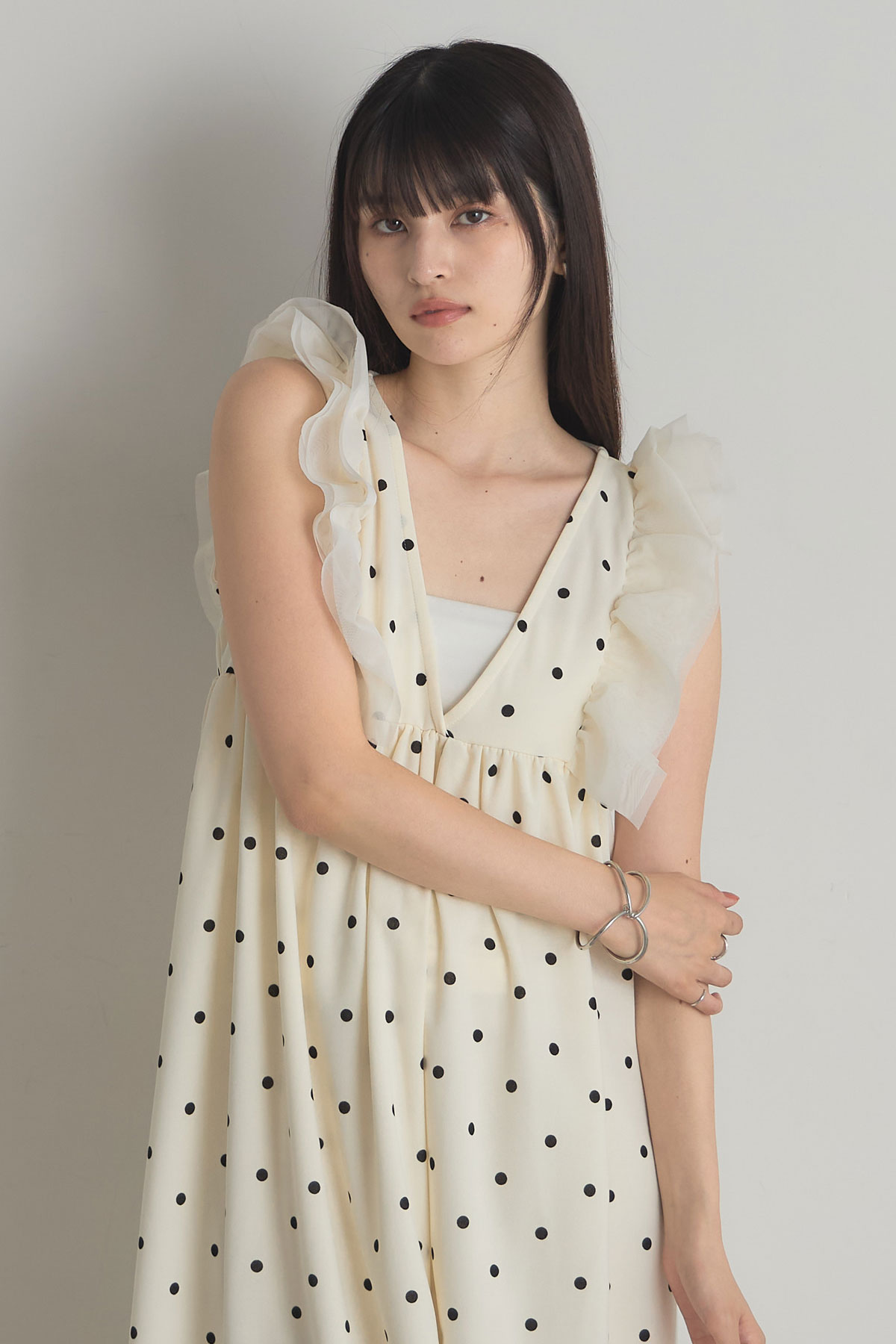 チュールフリルカットジョーゼットワンピース※一部店舗のみ入荷