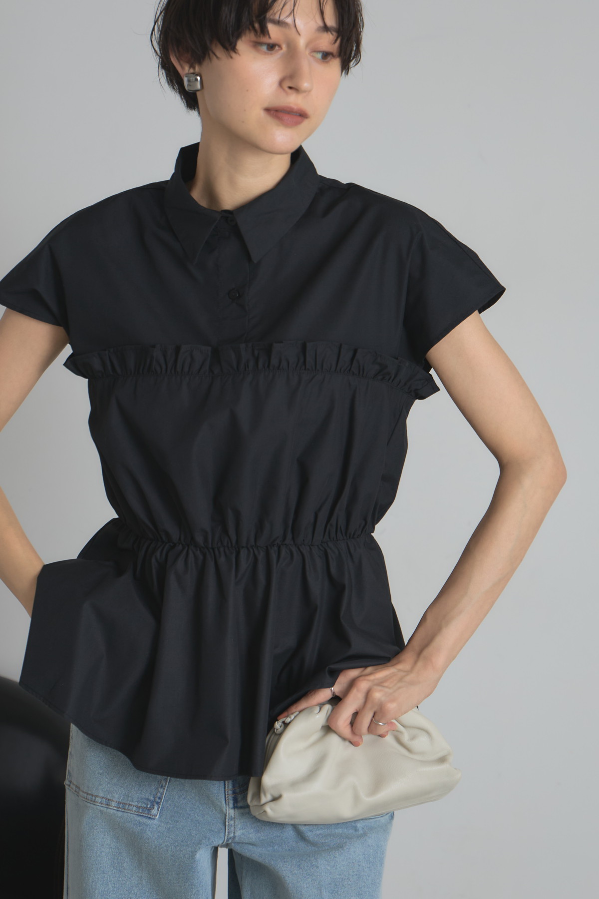 【WEB限定】【UVcut・接触冷感】ビスチェ風衿付きブラウス