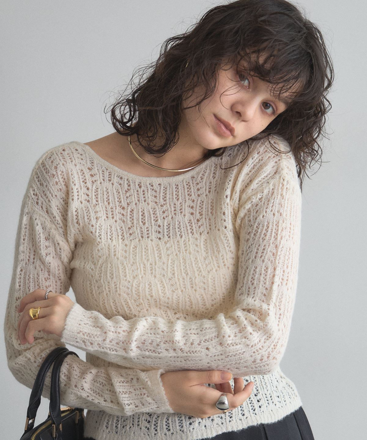 【FINAL SALE】バックオープンシアーニット＊SALE品につき返品/交換/注文確定後の変更キャンセル不可＊