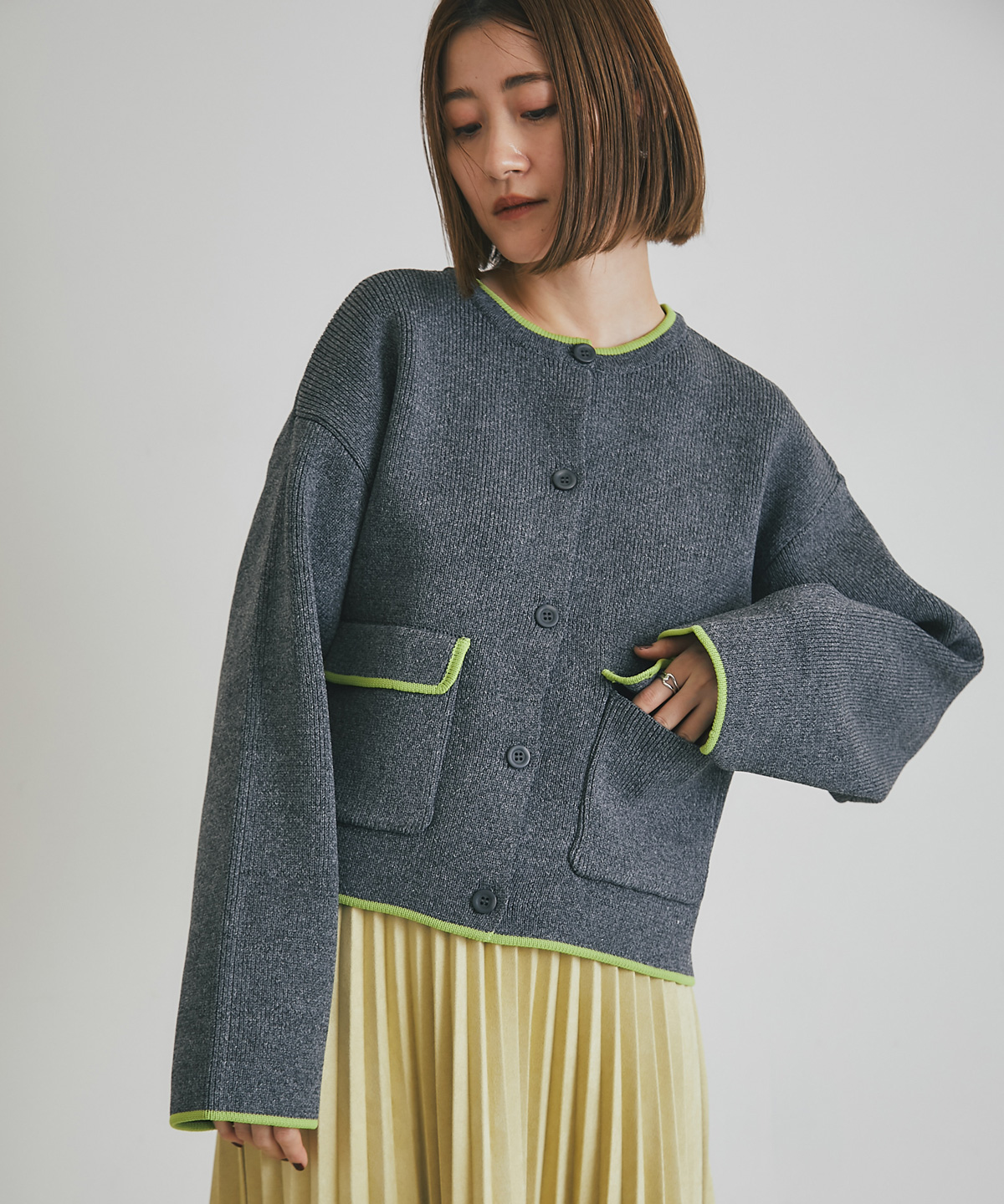 【WEB限定】配色クルーネックカーディガン