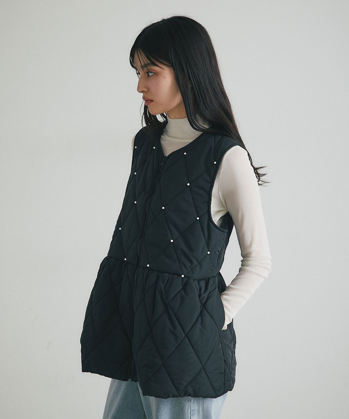 【オフィシャルサイト限定】フロントパールキルティングベスト